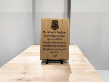 Personalized Hardwood Recognition Plaque with Custom Emblem