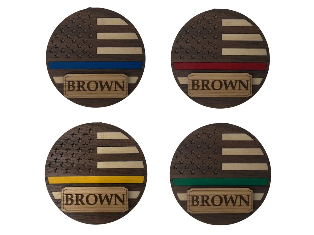 Handmade Thin Line Flag Christmas Ornament for First Responders & Military|Personalized Engraving| Police, Firefighter, EMT, Dispatcher Gift