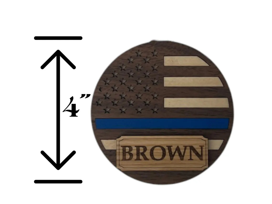 Handmade Thin Line Flag Christmas Ornament for First Responders & Military|Personalized Engraving| Police, Firefighter, EMT, Dispatcher Gift