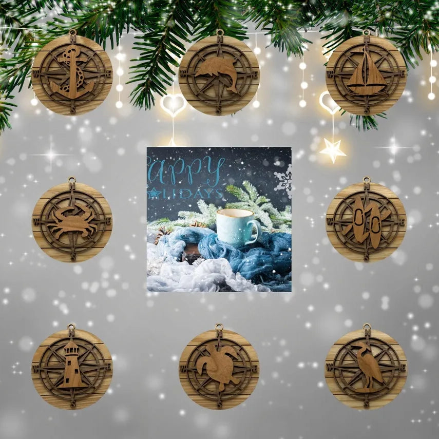 Handmade Coastal and Ocean-Themed Wood Ornaments| Gift for Beach and Sea Lover| Stocking Stuffer| Gift for coworker| Ocean Lover| Christmas