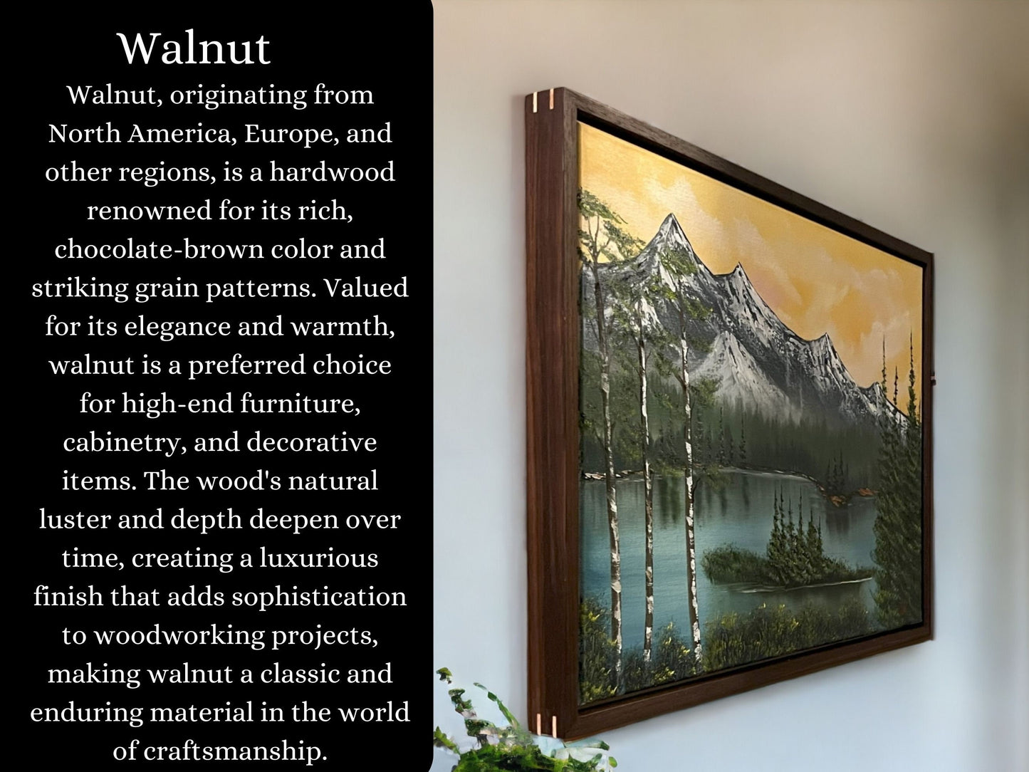 Walnut floater frame for art in custom sizes| Handmade gift using solid hardwood| Unique gift for holidays birthdays and artists