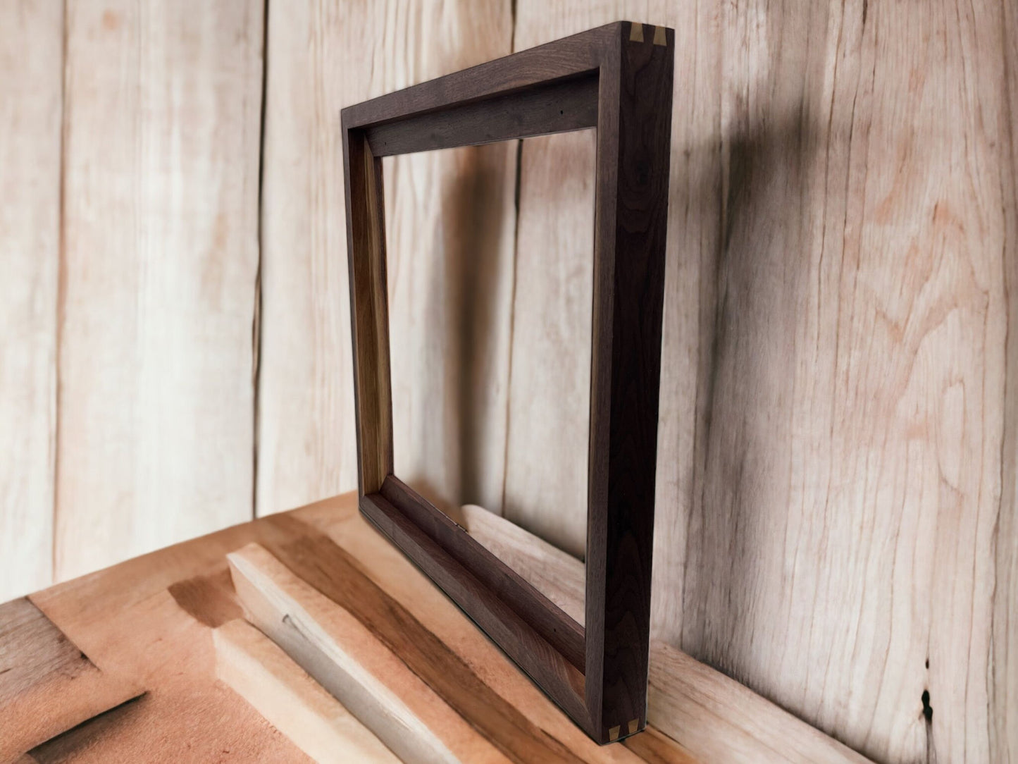 Walnut floater frame for art in custom sizes| Handmade gift using solid hardwood| Unique gift for holidays birthdays and artists