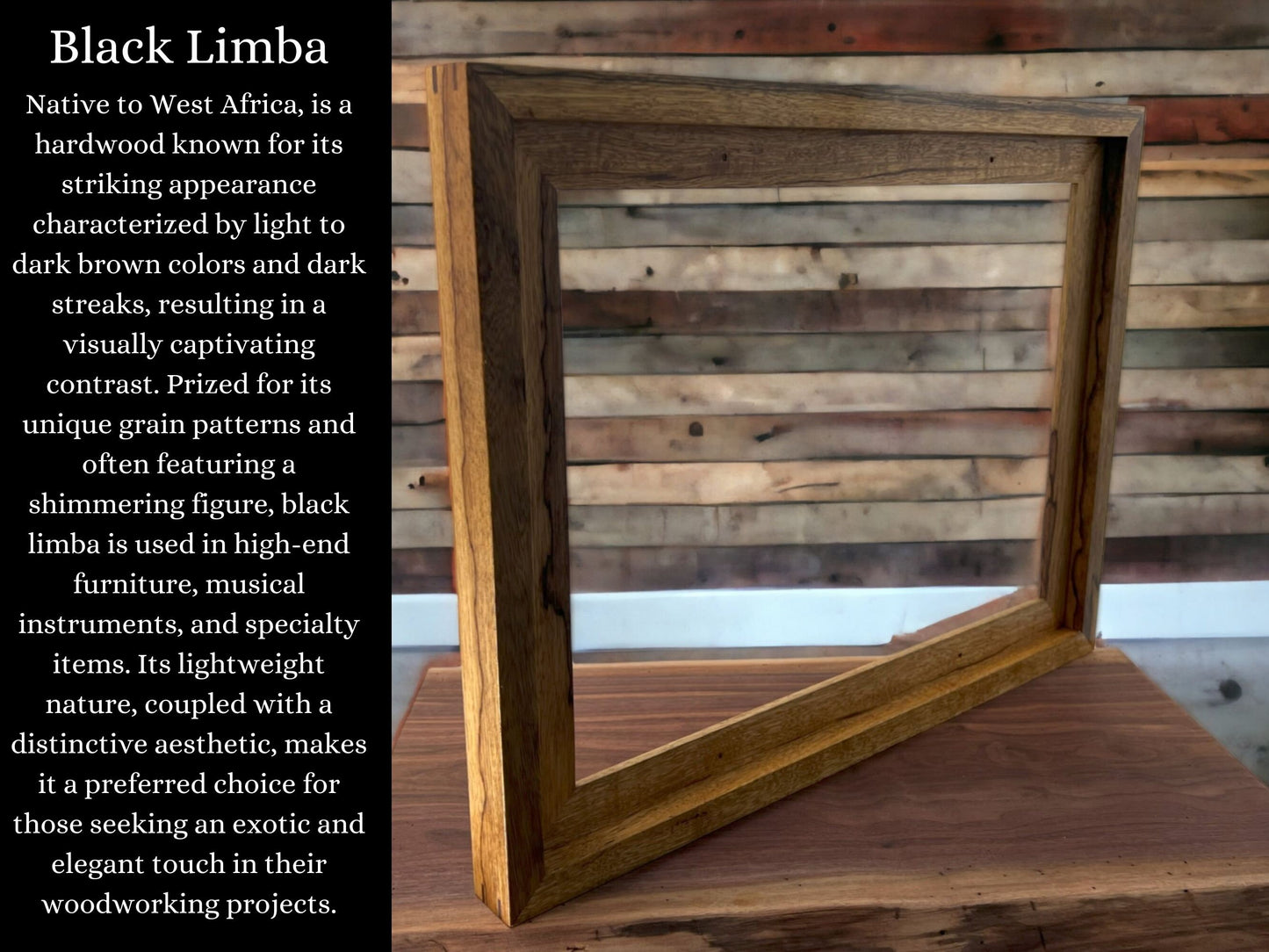 Black Limba floater frame for art in custom sizes| Handmade using solid exotic African hardwood| Unique gift| Made to order| Unique gift