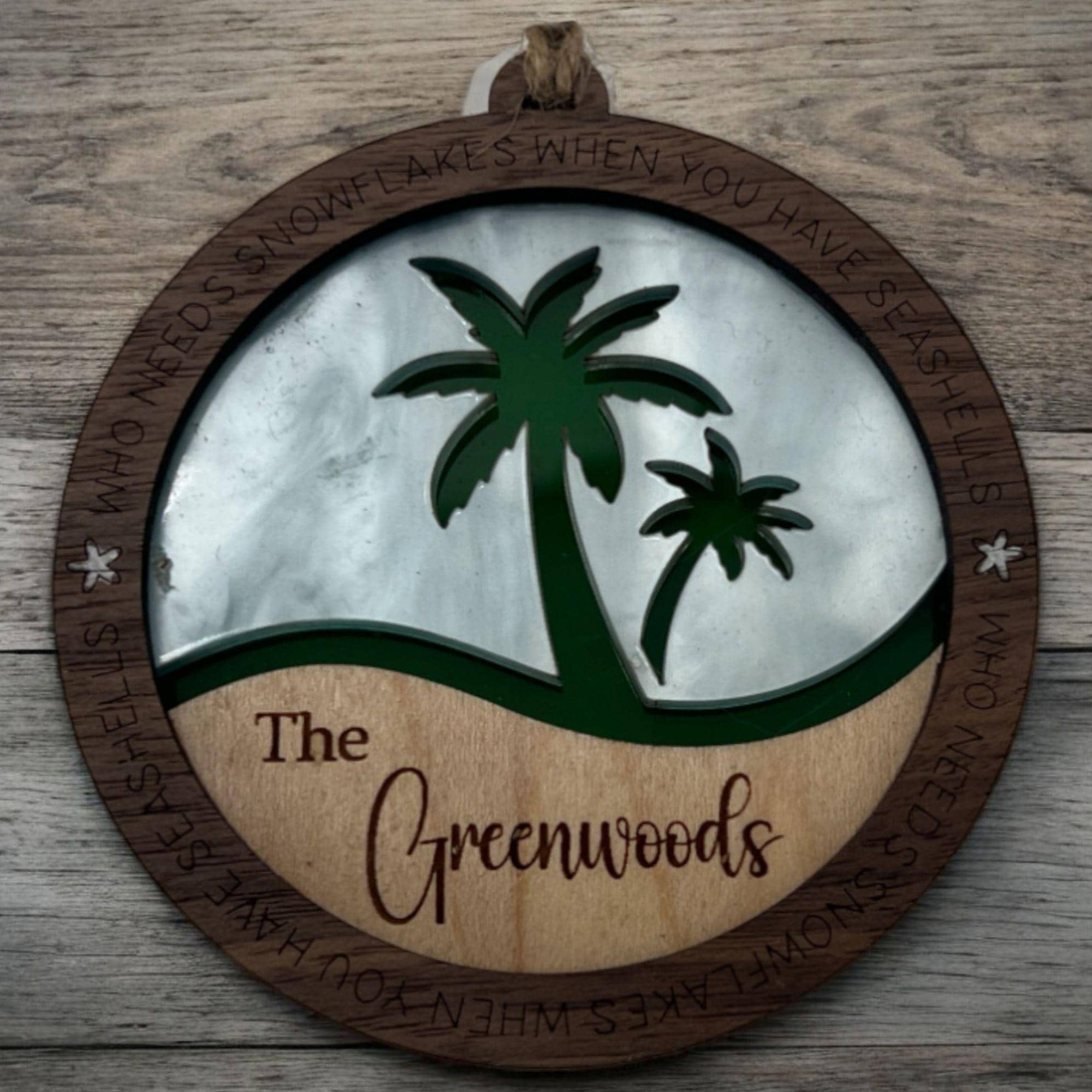 Personalized Handmade Beach and Ocean Ornament| Honeymoon, beach vacation, destination wedding| Customization |Gift