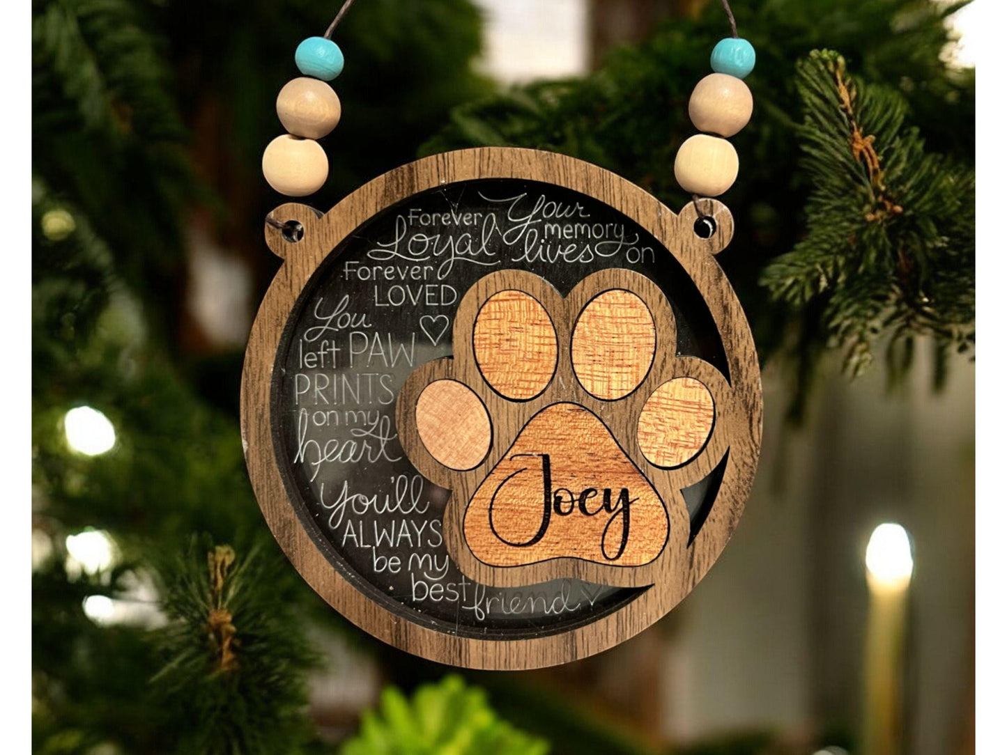 Personalized Handmade Pet Memorial Wood Ornament| Loss of pet ornament| Customization| gift for pet owner