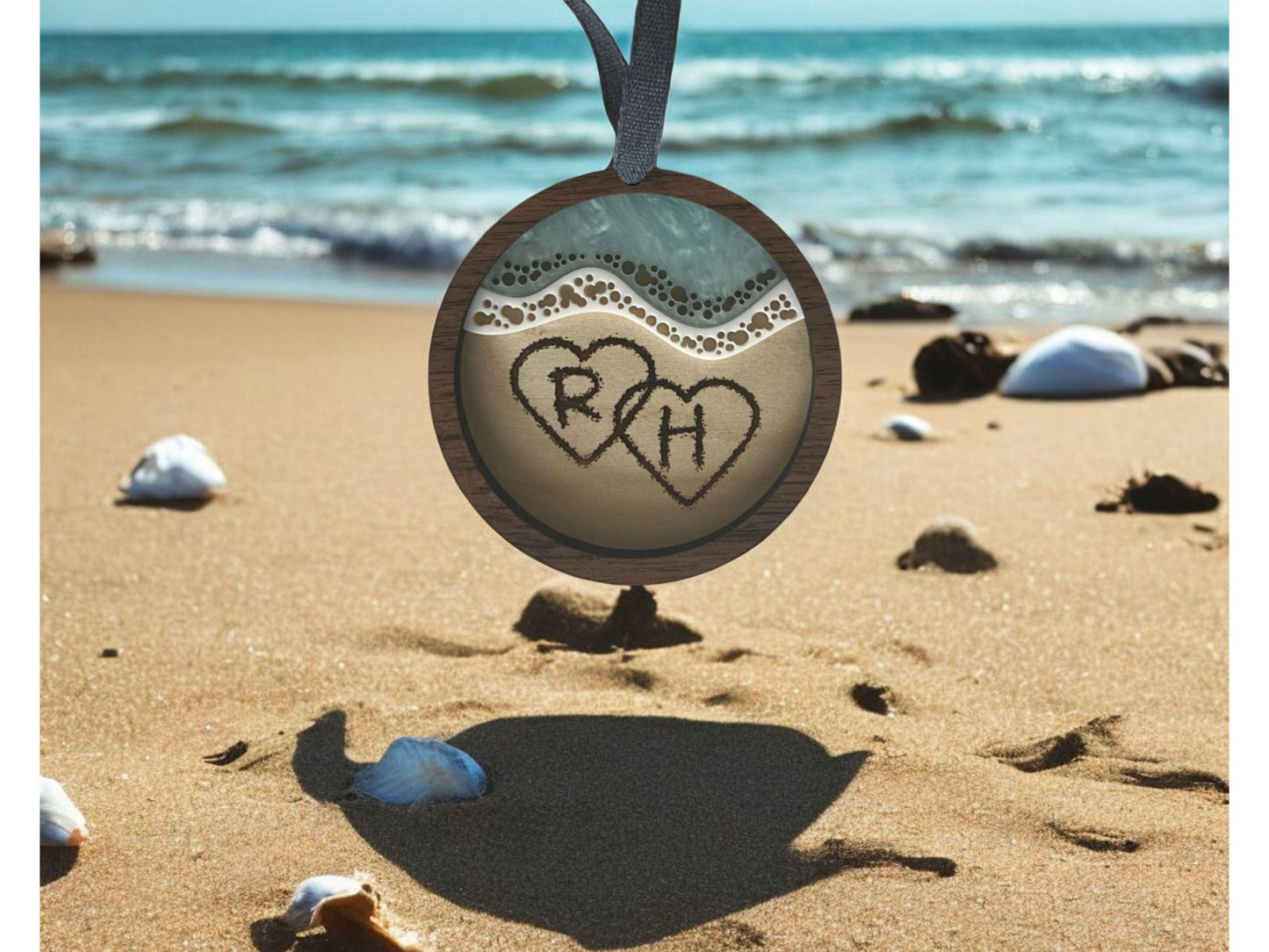 Personalized Handmade Ornament with Initials| Honeymoon, beach vacation, destination wedding| Customization| Gift