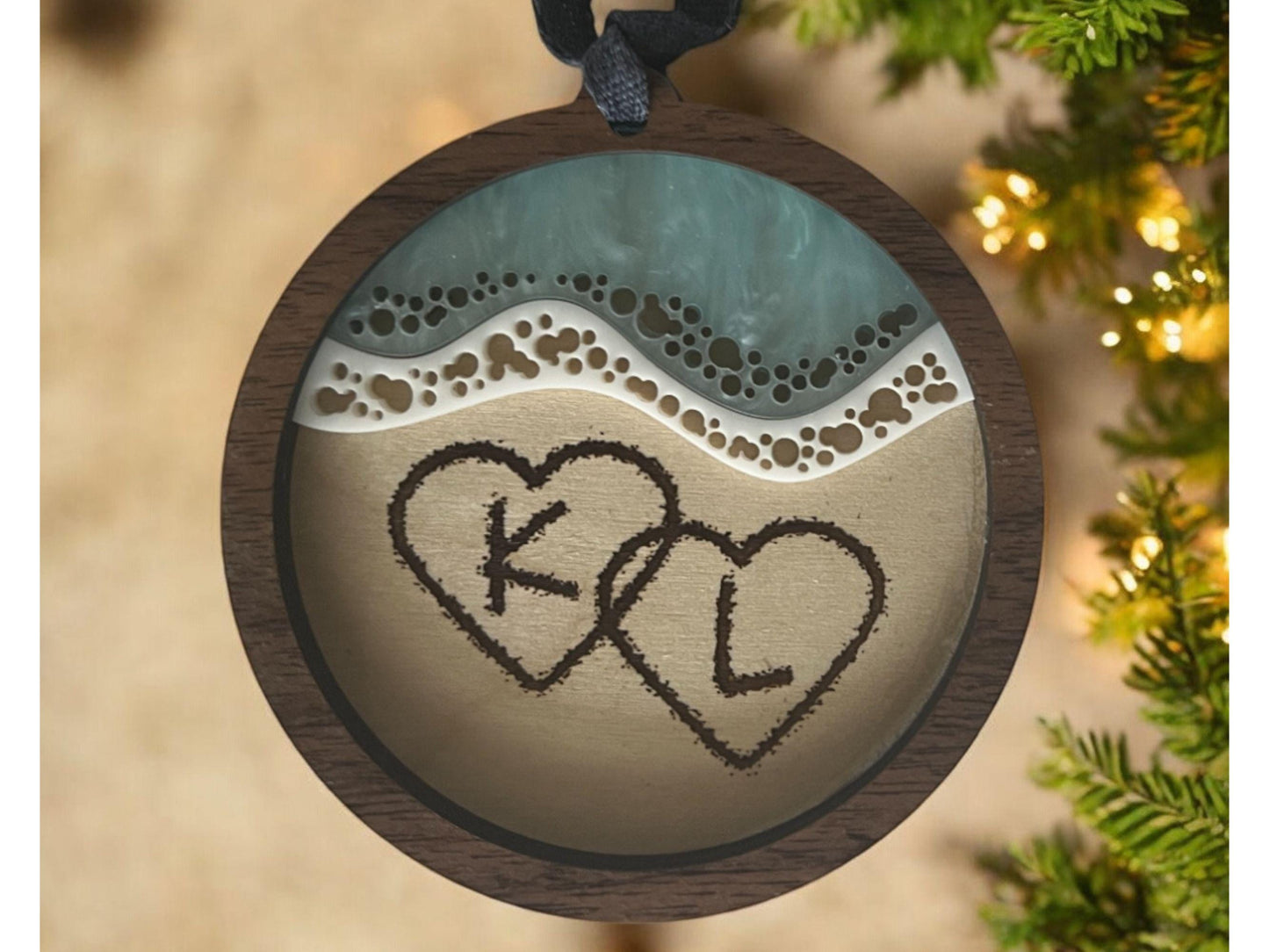 Personalized Handmade Ornament with Initials| Honeymoon, beach vacation, destination wedding| Customization| Gift