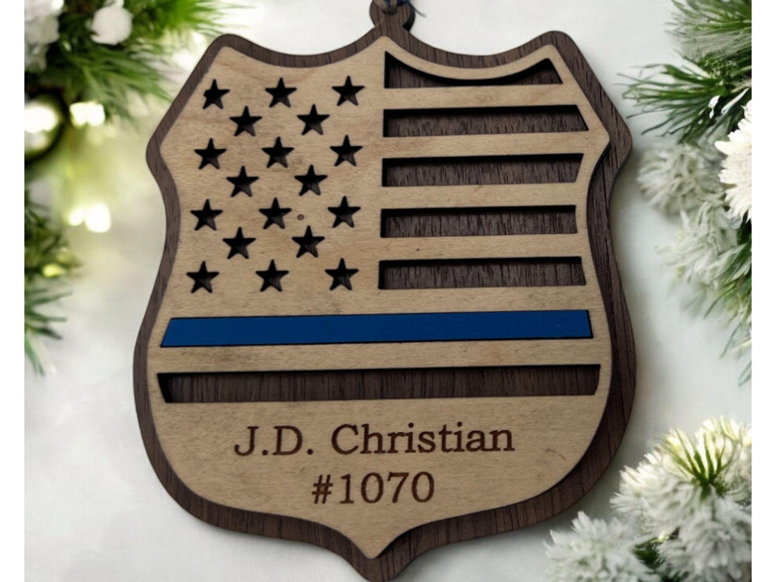 Personalized Handmade Law Enforcement Badge Ornament| Customized name and badge number| | police officer or deputy gift