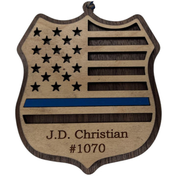 Personalized Handmade Law Enforcement Badge Ornament| Customized name and badge number| | police officer or deputy gift