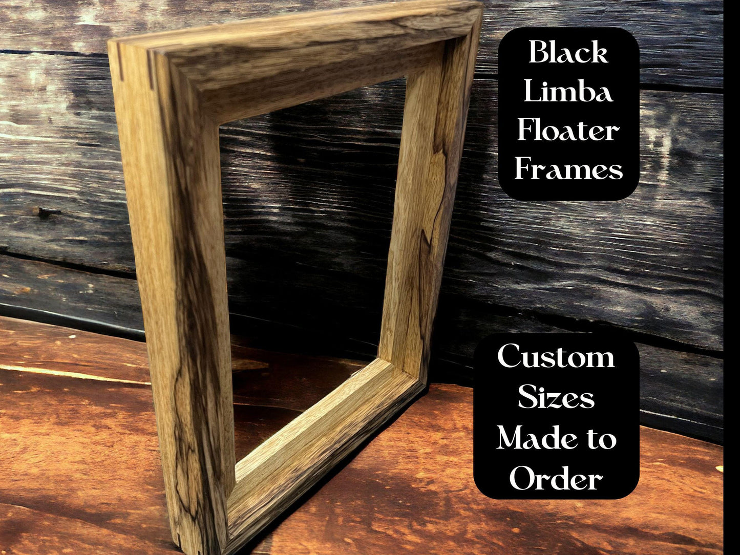 Black Limba floater frame for art in custom sizes| Handmade using solid exotic African hardwood| Unique gift| Made to order| Unique gift