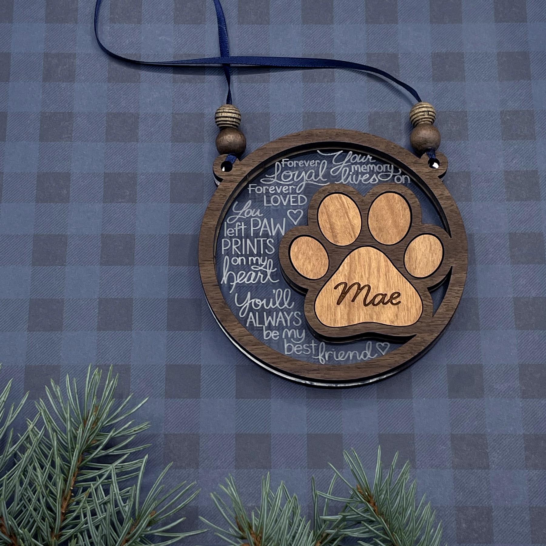 Personalized Handmade Pet Memorial Wood Ornament| Loss of pet ornament| Customization| gift for pet owner