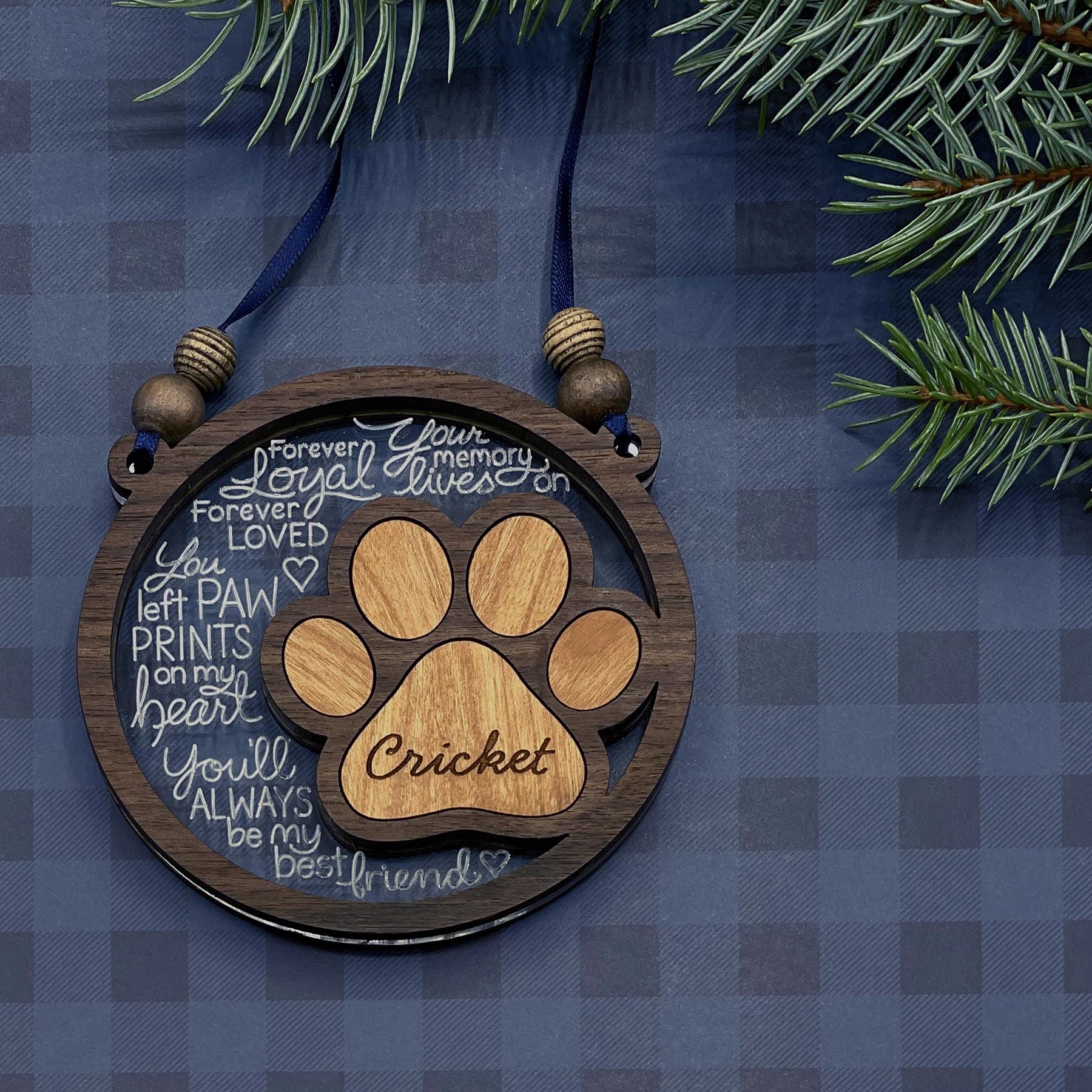 Personalized Handmade Pet Memorial Wood Ornament| Loss of pet ornament| Customization| gift for pet owner