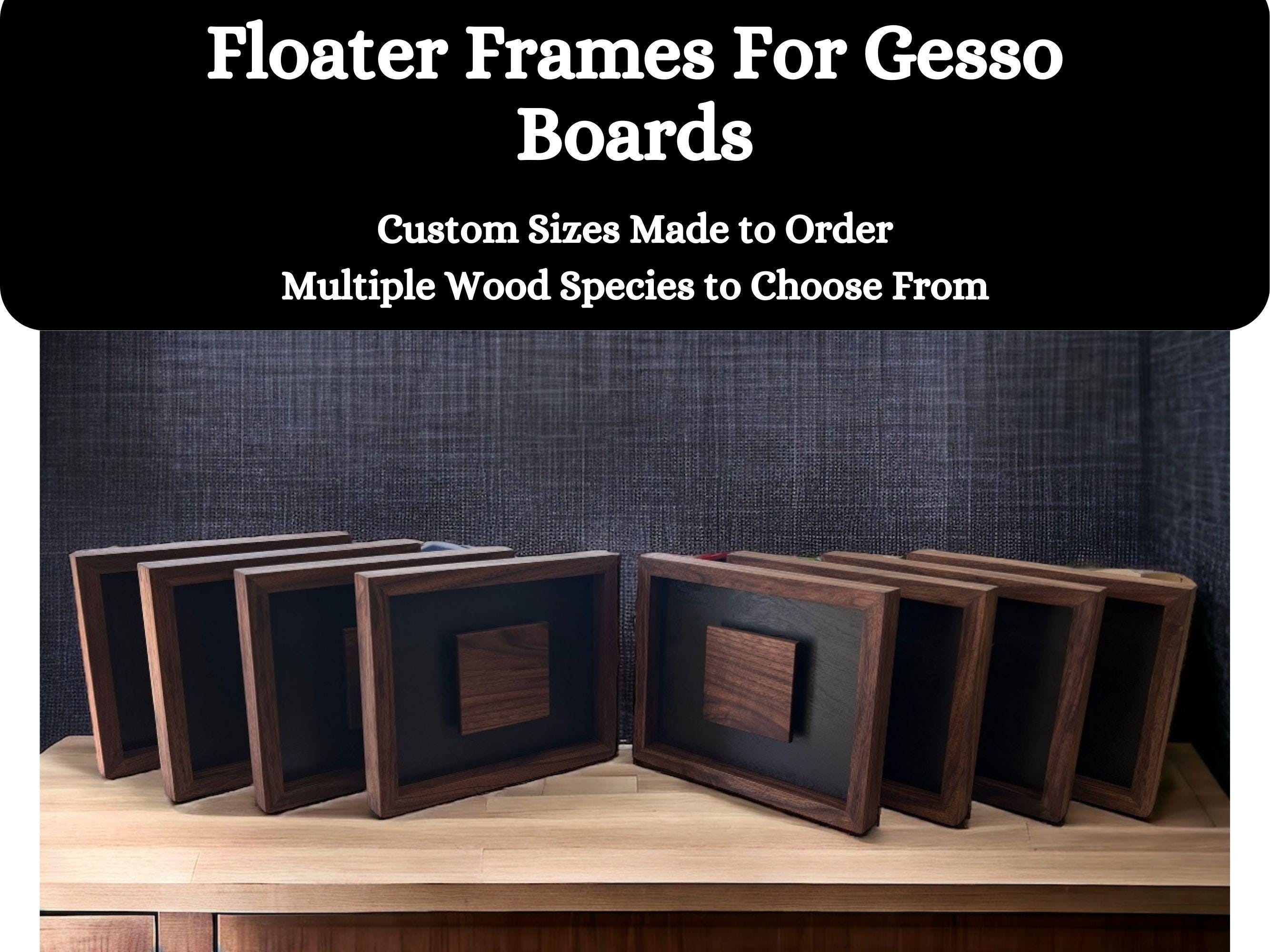 Floater Frame for Thin Canvases and Gesso Boards| Made to Order| Custom Sizes| Handcrafted| Made for Artists| fits thickness of 3mm, 1/8", 1/4" and more