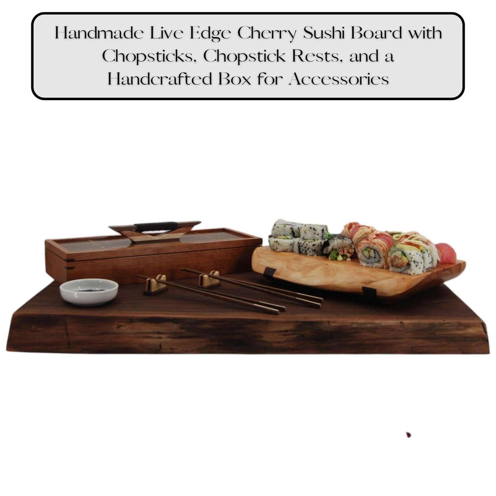 Handmade Live Edge Cherry Sushi Set