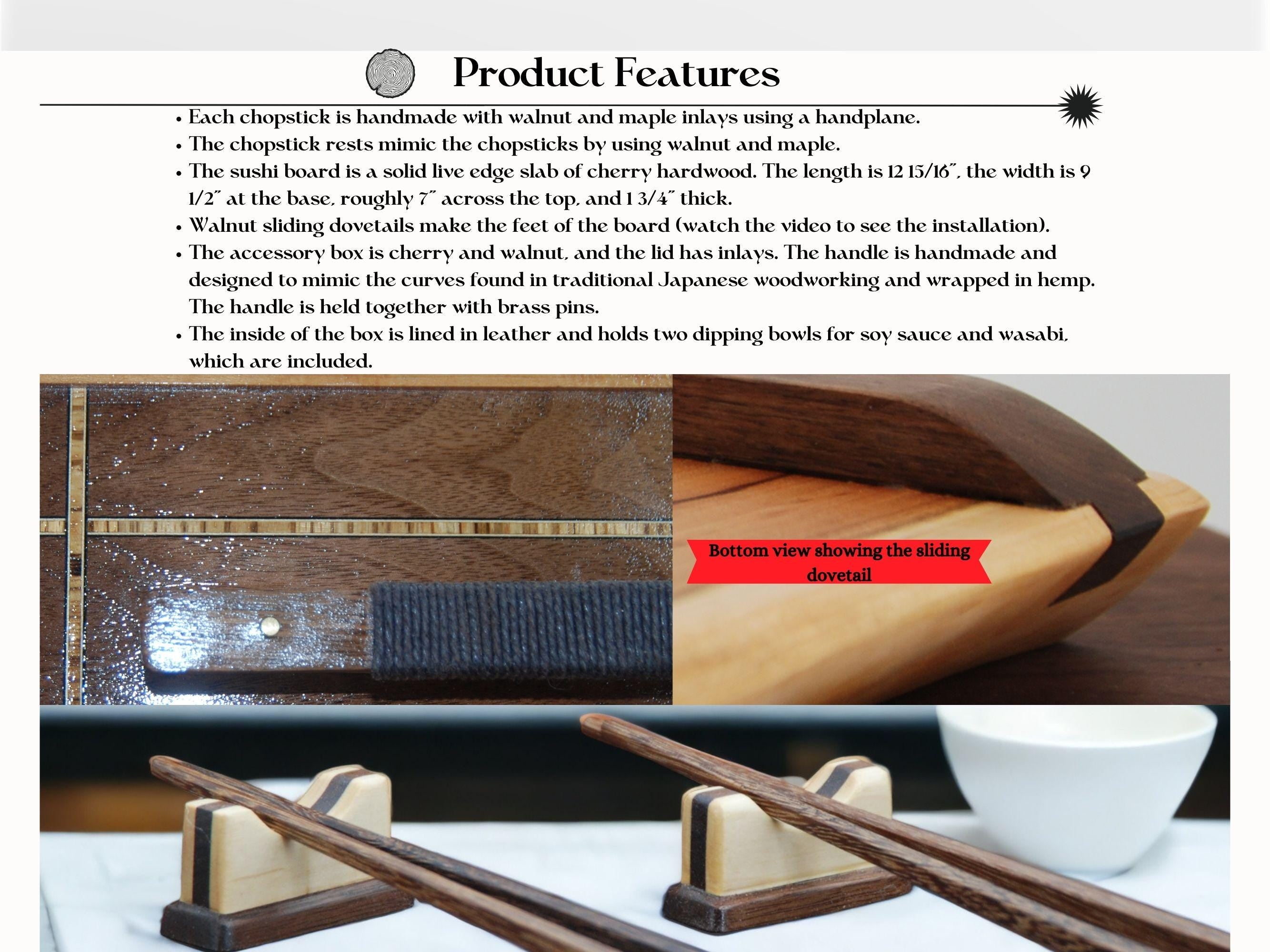Handmade Live Edge Cherry Sushi Set