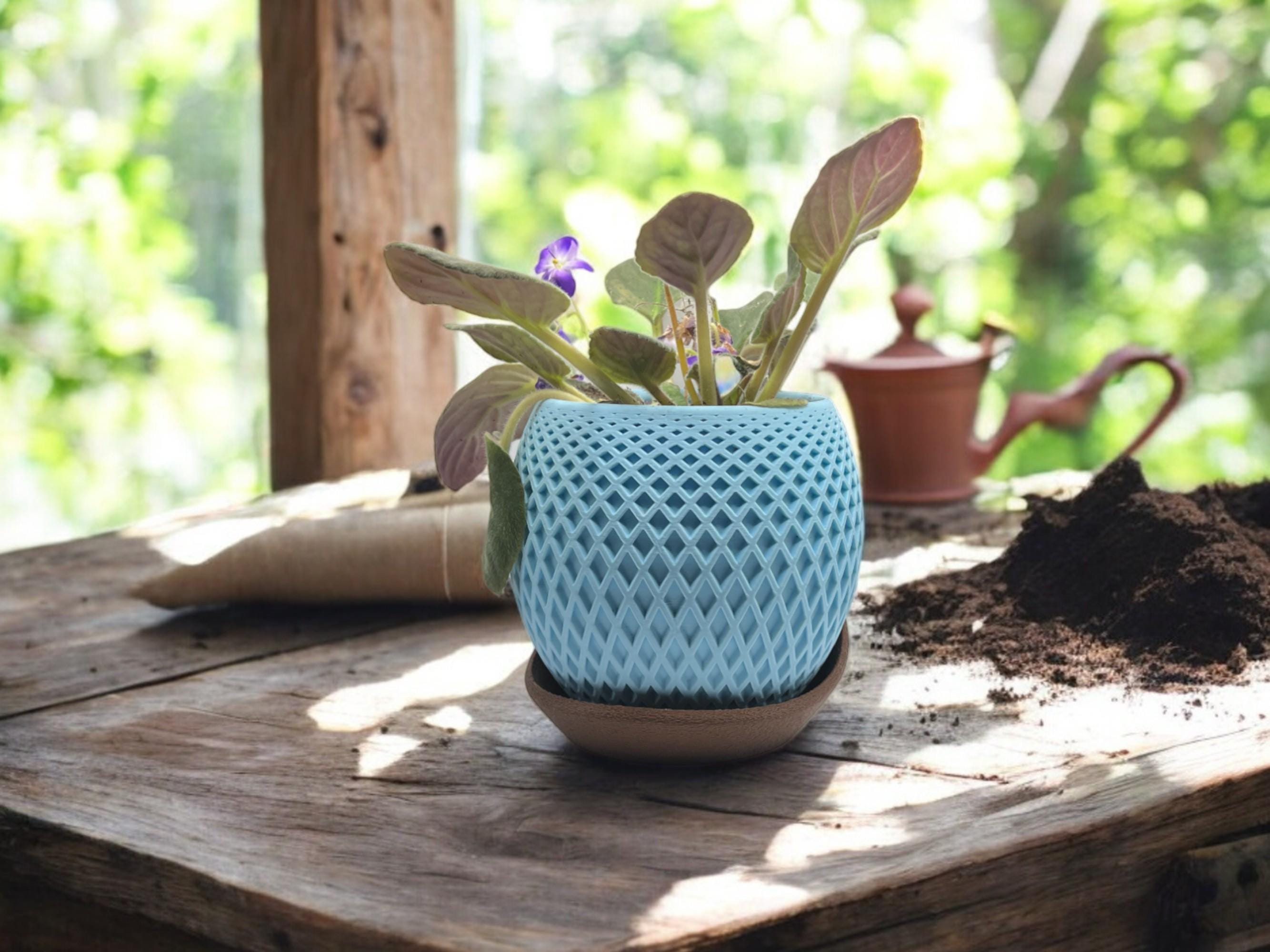 Planter with Drip Plate| Modern Sustainable Design for Succulents, Cacti, and Small Plants| Eco-Friendly Home Decor| gift| housewarming|