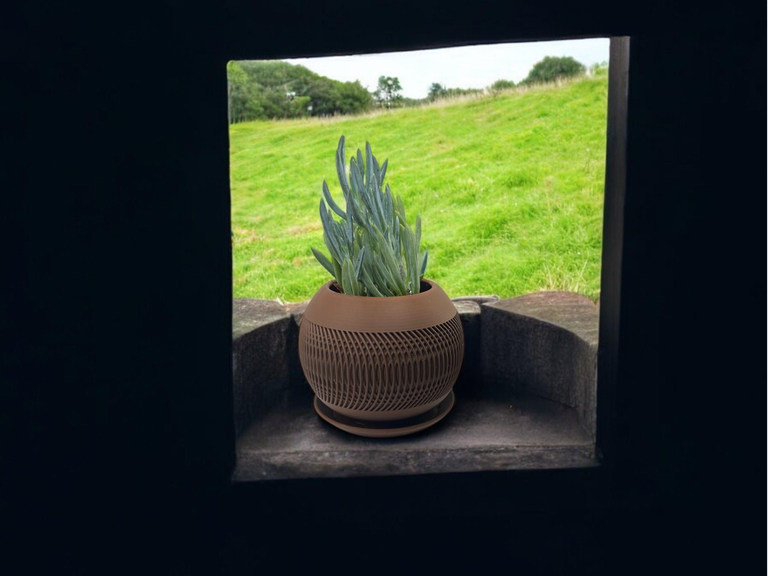 Brown Planter with Drip Plate| Modern Sustainable Design for Succulents, Cacti, and Small Plants| Home Decor| gift| housewarming|