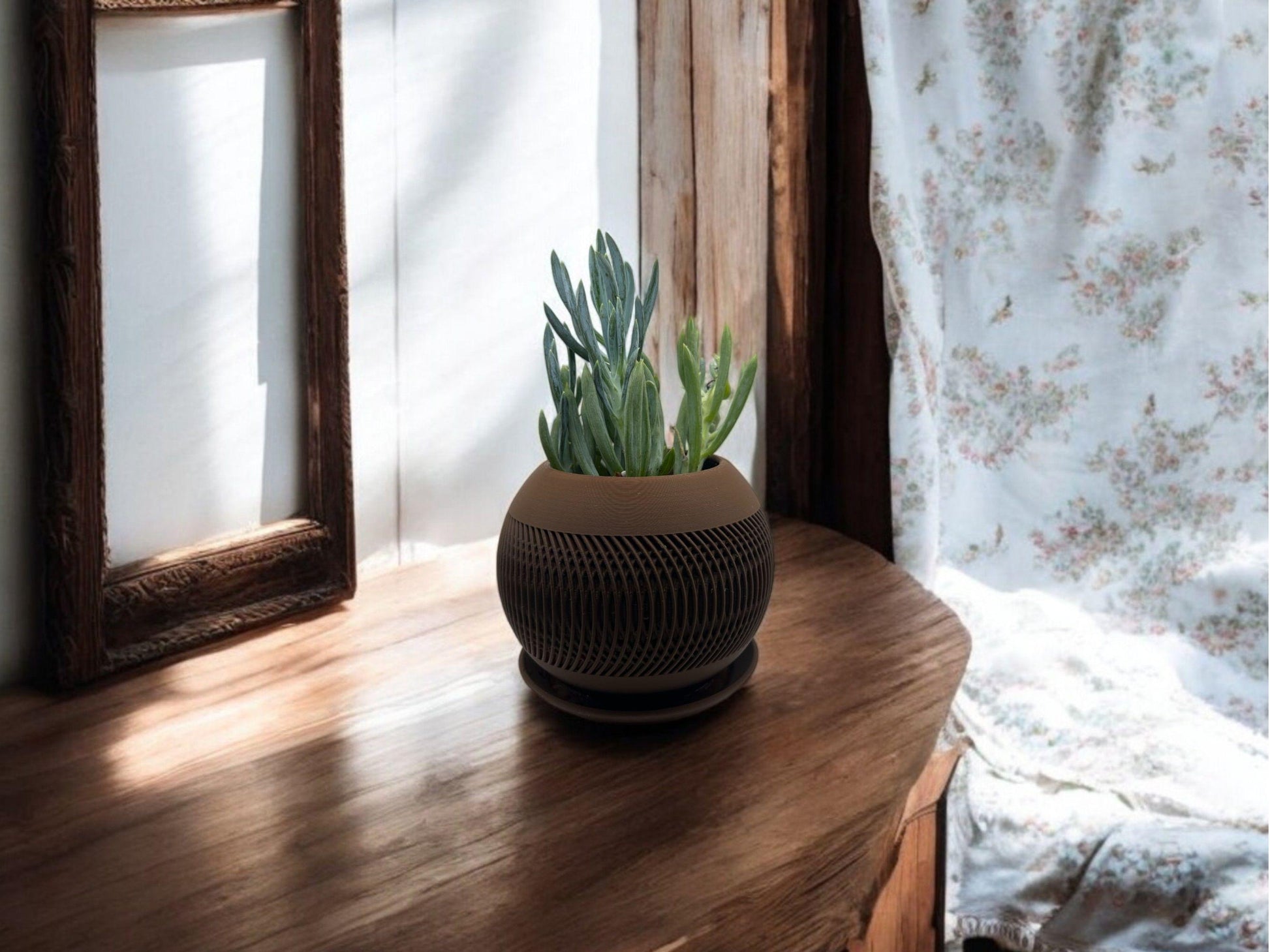 Brown Planter with Drip Plate| Modern Sustainable Design for Succulents, Cacti, and Small Plants| Home Decor| gift| housewarming|