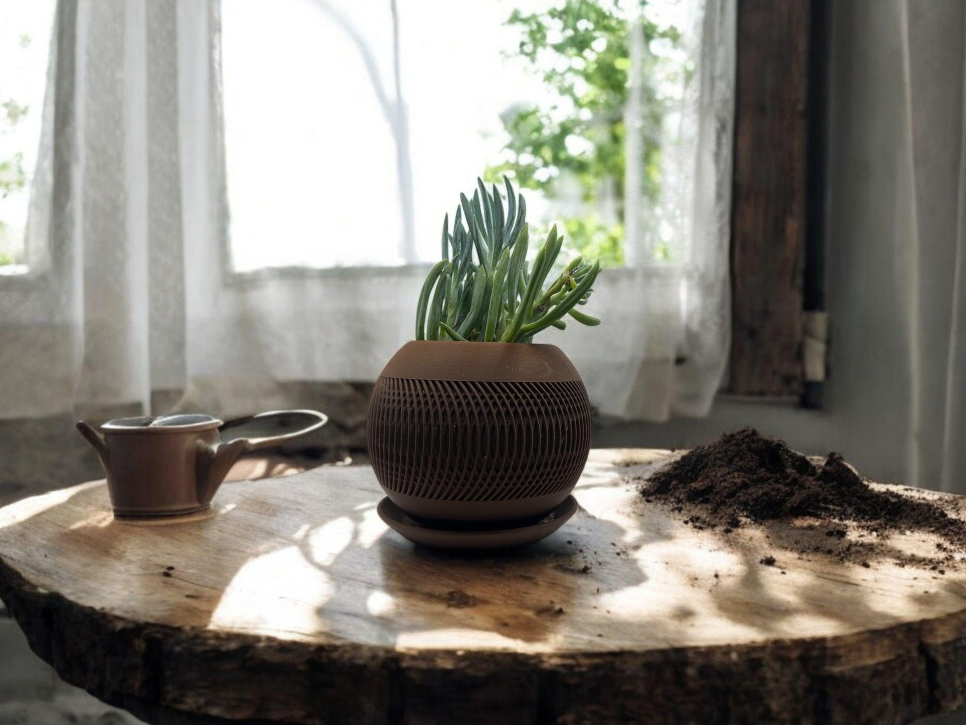 Brown Planter with Drip Plate| Modern Sustainable Design for Succulents, Cacti, and Small Plants| Home Decor| gift| housewarming| - Default Title