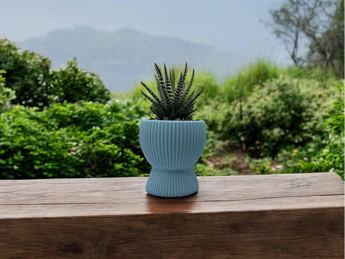 Light Blue Planter with Drip Plate| Modern Sustainable Design for Succulents, Cacti, and Small Plants| Home Decor| gift| housewarming| - Default Title