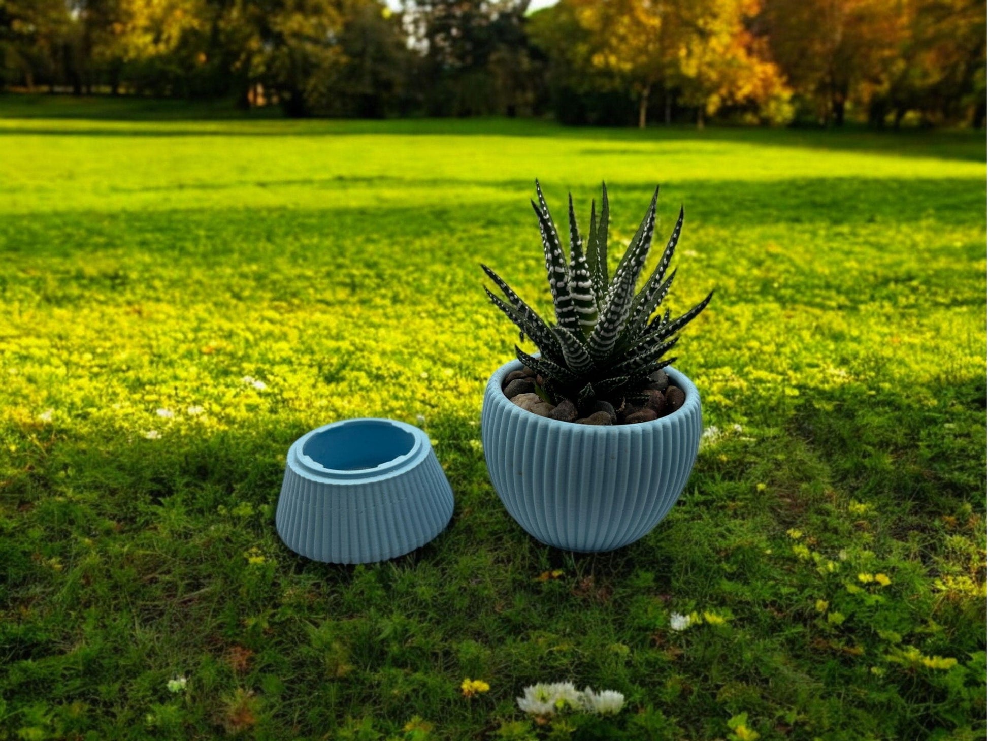 Light Blue Planter with Drip Plate| Modern Sustainable Design for Succulents, Cacti, and Small Plants| Home Decor| gift| housewarming|