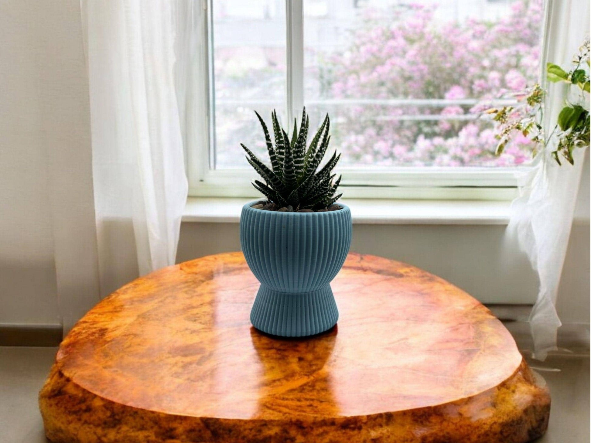 Light Blue Planter with Drip Plate| Modern Sustainable Design for Succulents, Cacti, and Small Plants| Home Decor| gift| housewarming|