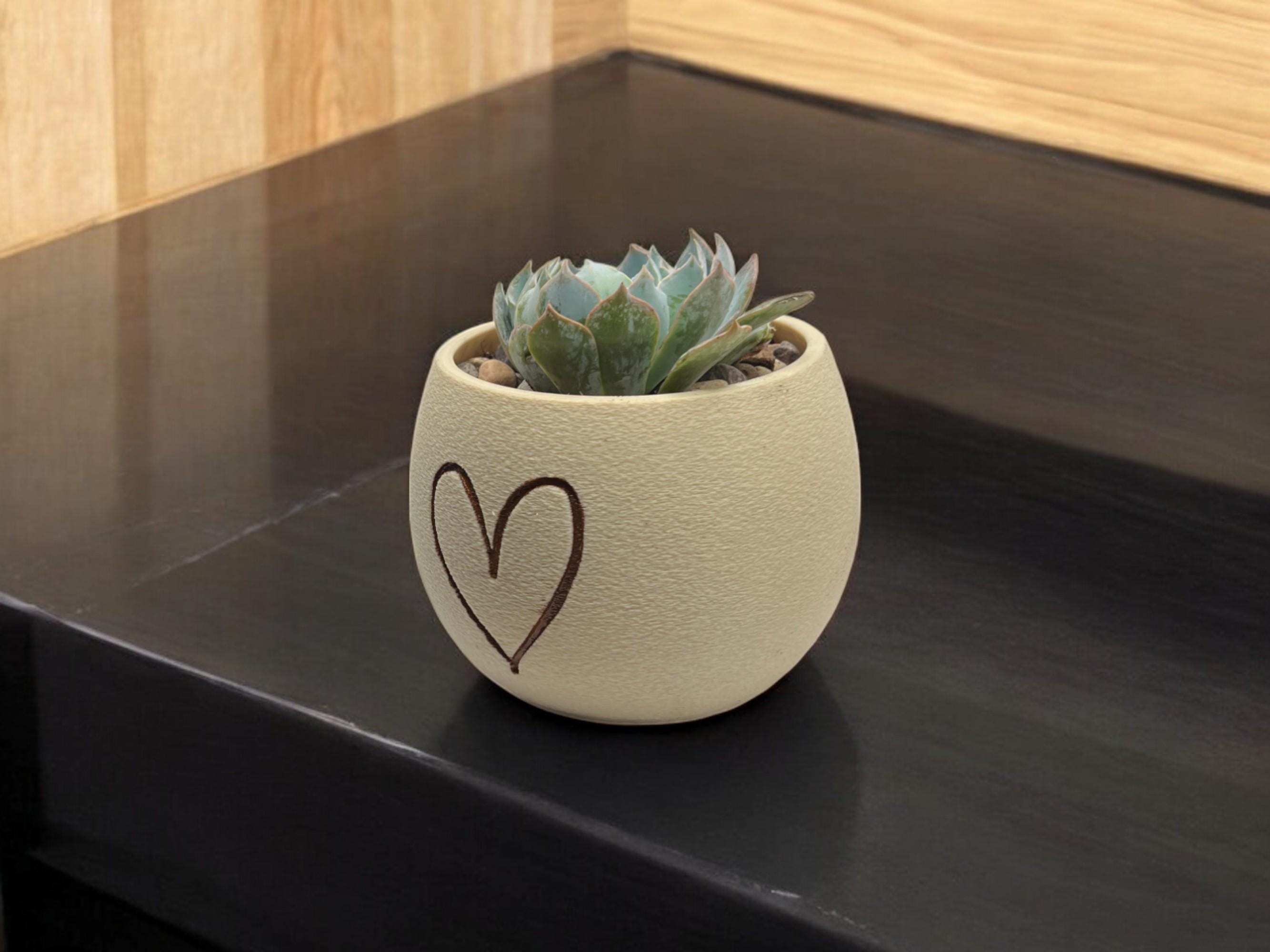 Planter with Handpainted Heart| Modern Sustainable Design for Succulents, Cacti and Small Plant| Home Decor| gift| Housewarming| Mothers Day