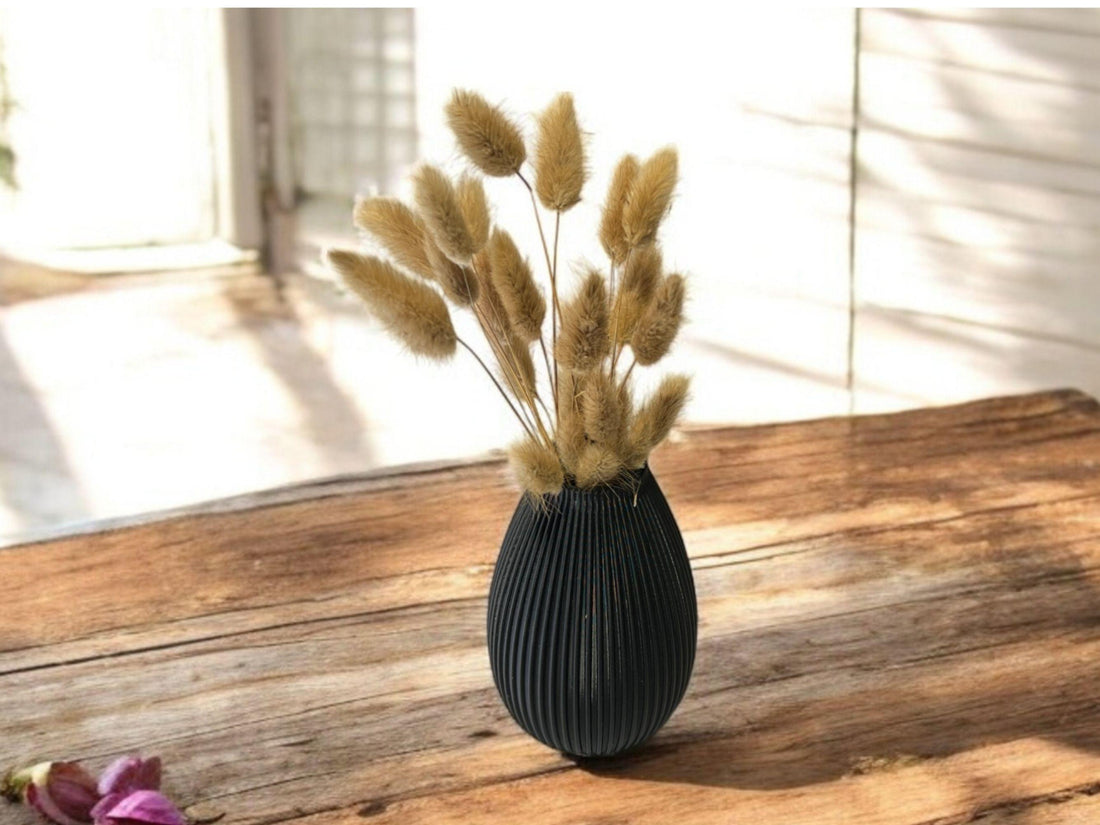 Modern Decorative Black Vase for Artificial Plant| Minimalist Design| 3D Printed| Small and Medium Size| Housewarming Gift| Mothers Day Gift - Small