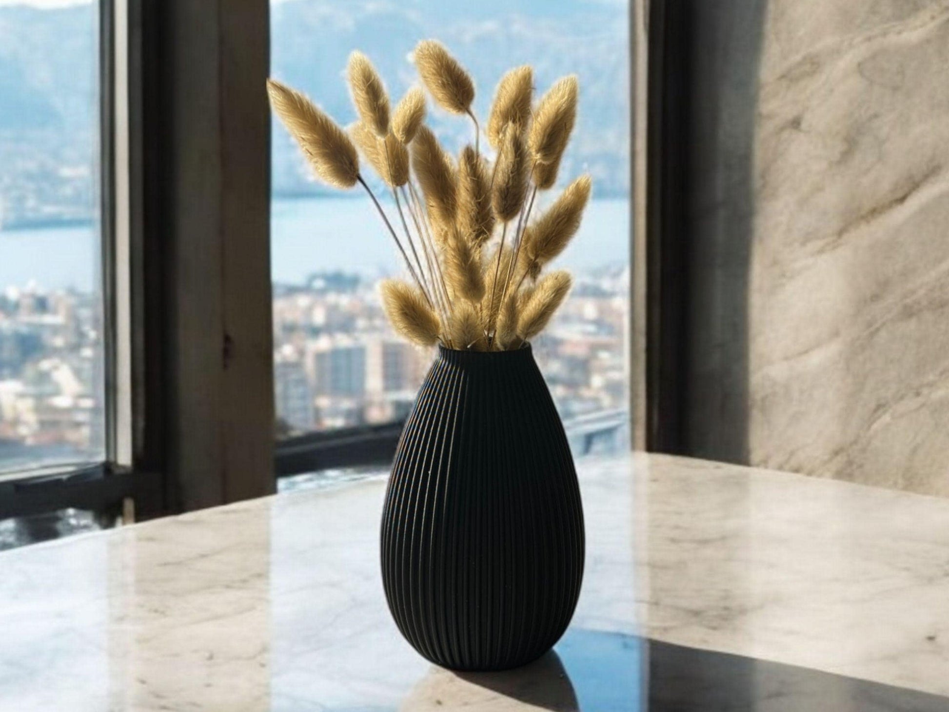 Modern Decorative Black Vase for Artificial Plant| Minimalist Design| 3D Printed| Small and Medium Size| Housewarming Gift| Mothers Day Gift