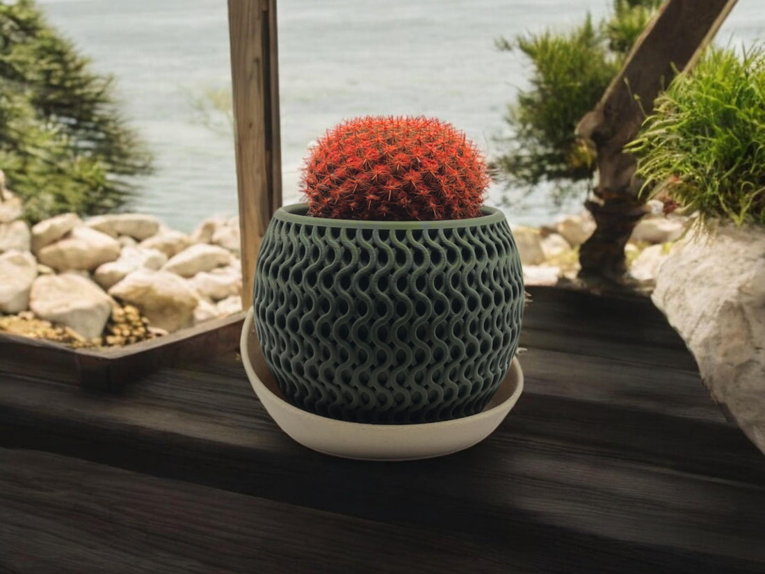 Planter with Drip Plate| Modern Sustainable Design for Succulents, Cacti, and Small Plants| Eco-Friendly Home Decor| gift| housewarming| - Light Blue