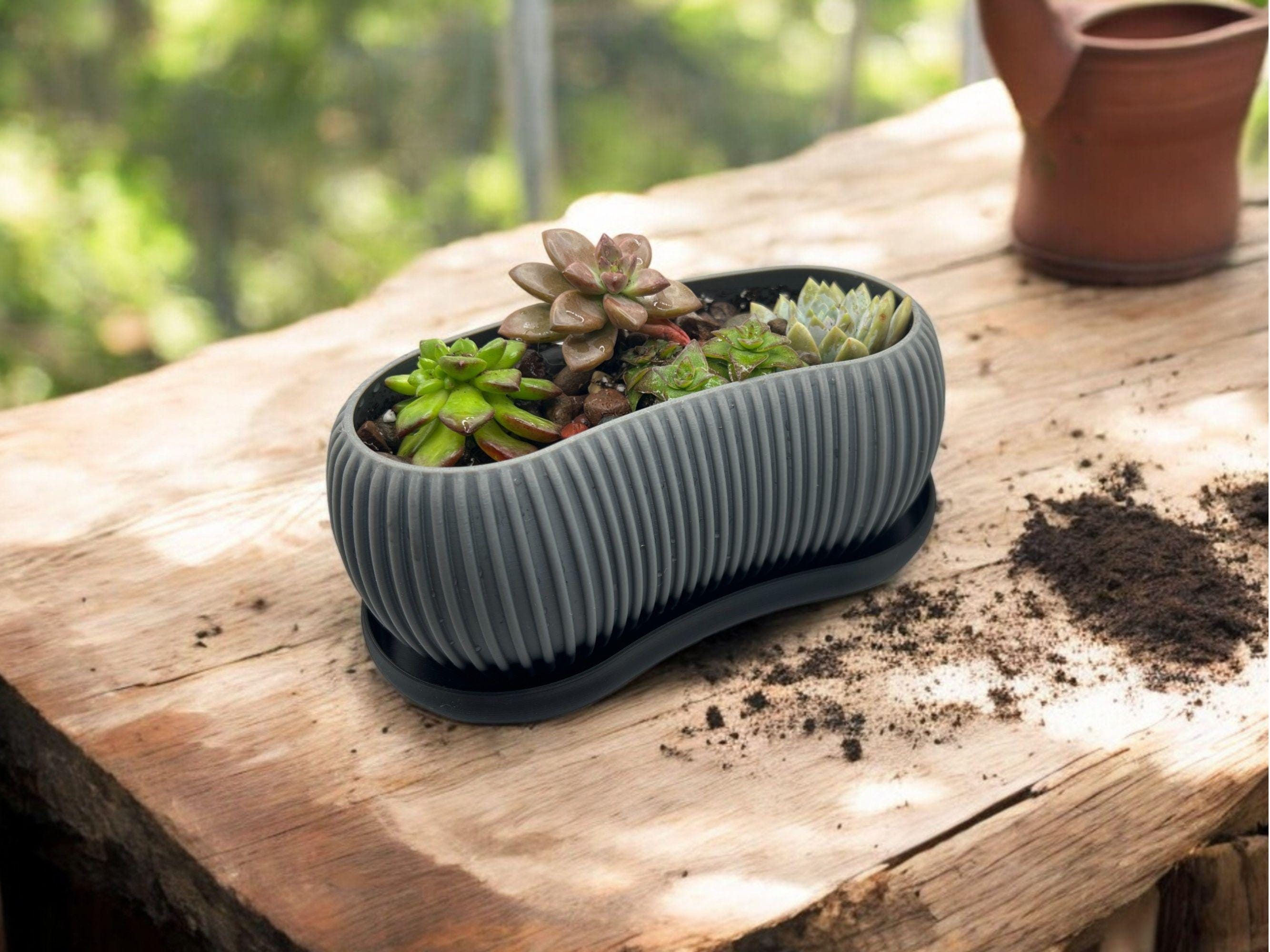 Planter with Drip Plate| Modern Sustainable Design for Succulents, Cacti, and Small Plants| Eco-Friendly Home Decor| gift| housewarming|