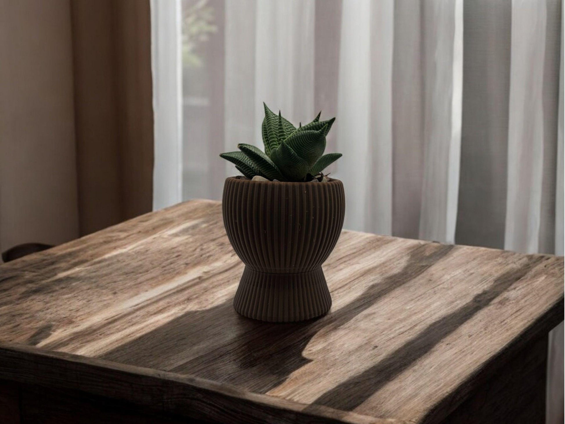 Brown Planter with Drip Plate| Modern Sustainable Design for Succulents, Cacti, and Small Plants| Home Decor| gift| housewarming|