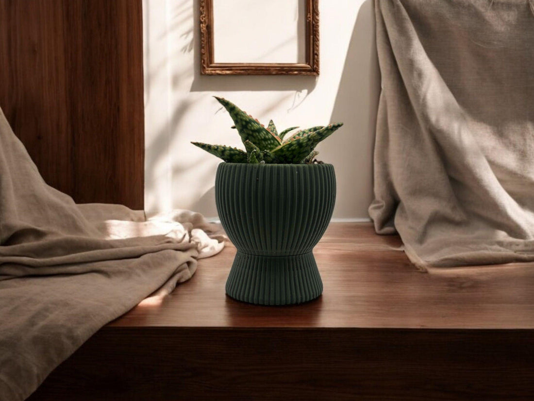 Gray Planter with Drip Plate| Modern Sustainable Design for Succulents, Cacti, and Small Plants|  Home Decor| gift| housewarming| - Default Title