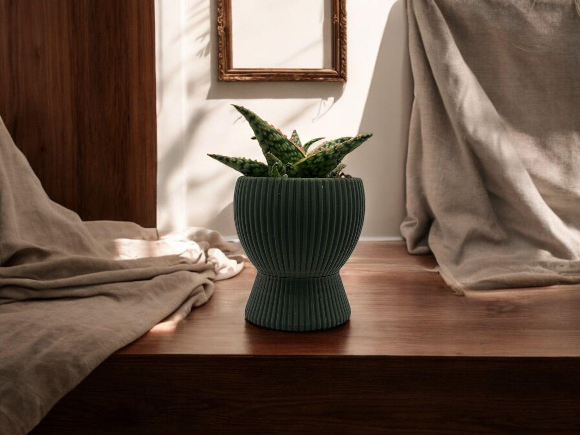 Gray Planter with Drip Plate| Modern Sustainable Design for Succulents, Cacti, and Small Plants|  Home Decor| gift| housewarming|