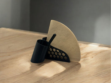Coffee Filter Holder with Scoop| Holds #4 Drip Cone Filter| Kitchen Coffee Bar Organizer| Modern Coffee Station Accessory| Gift| Homewarming - Black