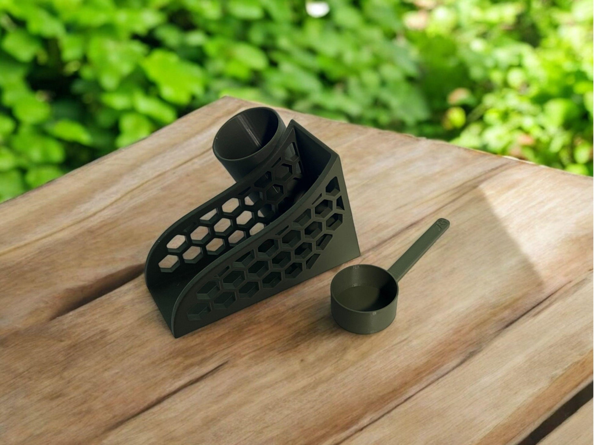 Coffee Filter Holder with Scoop| Holds #4 Drip Cone Filter| Kitchen Coffee Bar Organizer| Modern Coffee Station Accessory| Gift| Homewarming