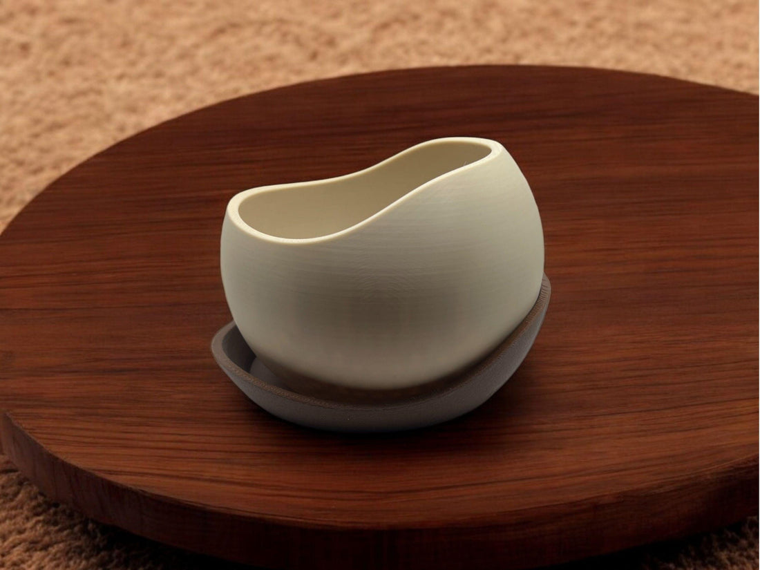 Modern Plant Pot with Removable Drip Saucer | Minimalist Planter for Indoor Plants, Succulents|| Home Decor| gift| Housewarming| Mothers Day - Beige