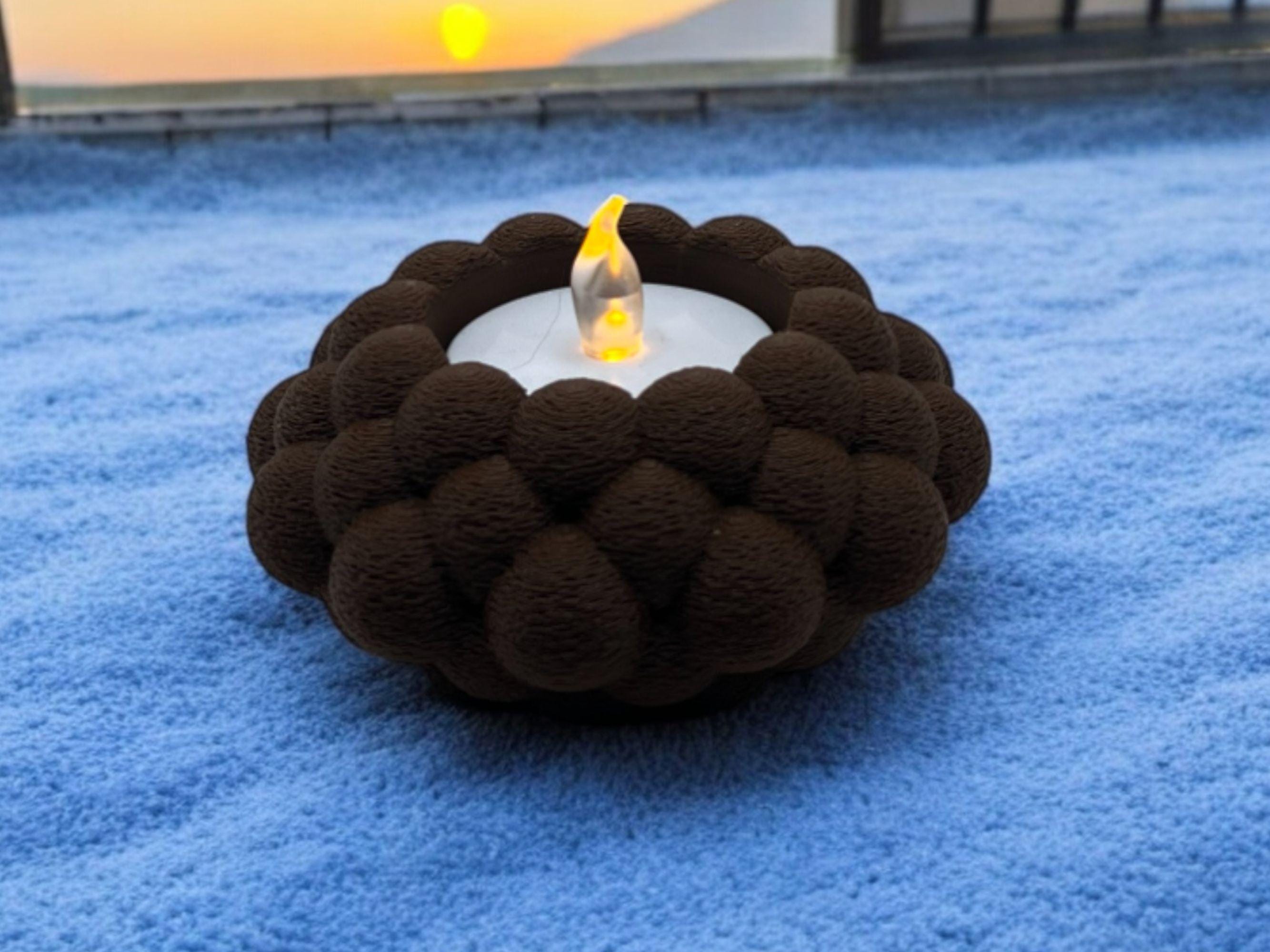 Bubble Textured Tealight Candle Holder| Modern LED Candle Included| Home Decor| Multiple Colors Available| Housewarming Gift| Mother's Day - Brown