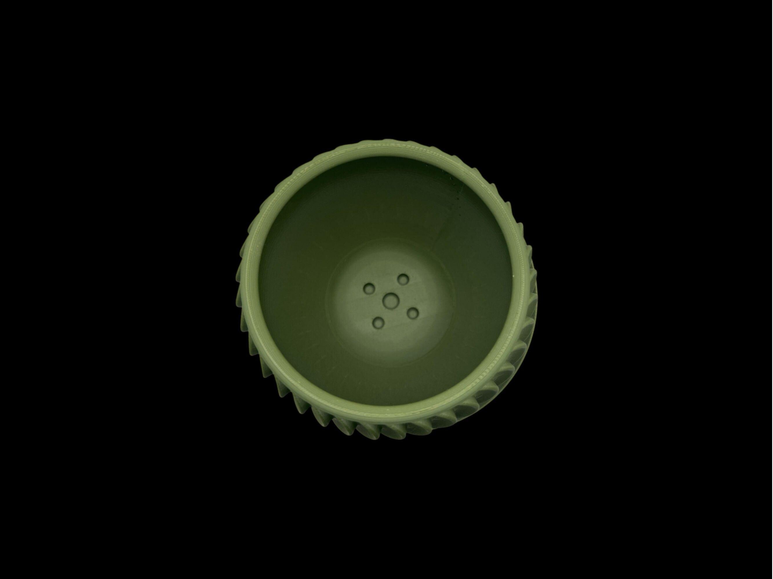 Modern Olive Green 3D Printed Planter with Drip Tray| 5.2" x 3.9" Spiral Pot| Indoor Succulent or Cactus Pot| PLA Eco-Friendly| Housewarming