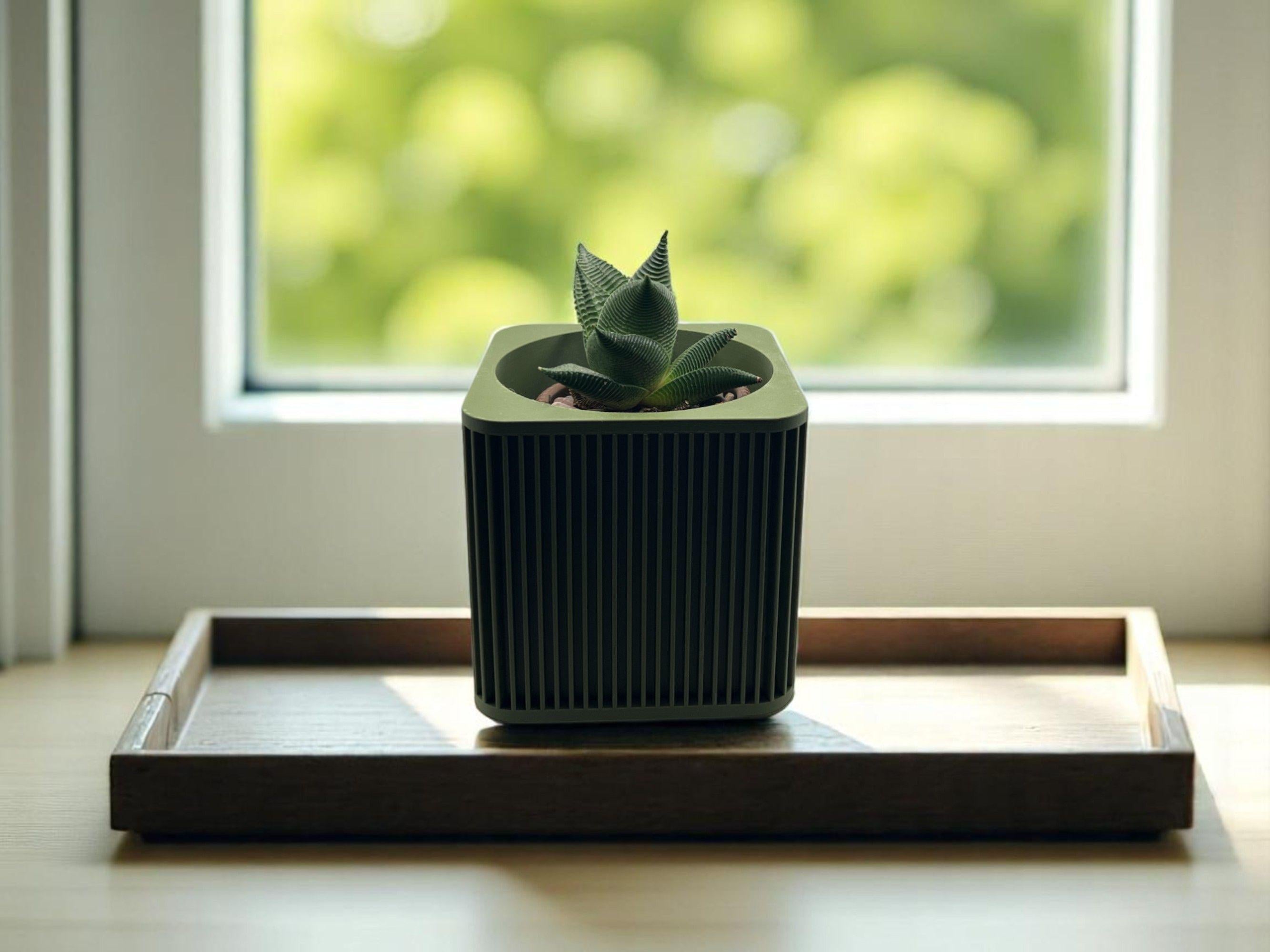 Modern Japanese-Inspired Square Planter with Legs – 3D Printed Shikaku Pot for Succulents, Minimalist Home Decor |Mothers Day gift| New Home