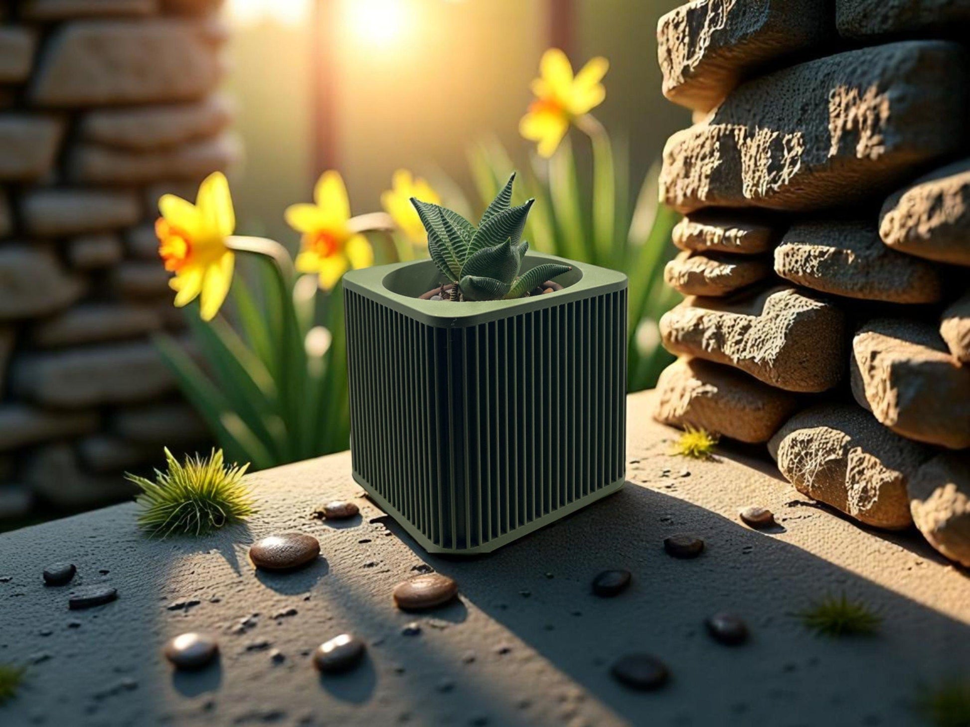 Modern Japanese-Inspired Square Planter with Legs – 3D Printed Shikaku Pot for Succulents, Minimalist Home Decor |Mothers Day gift| New Home