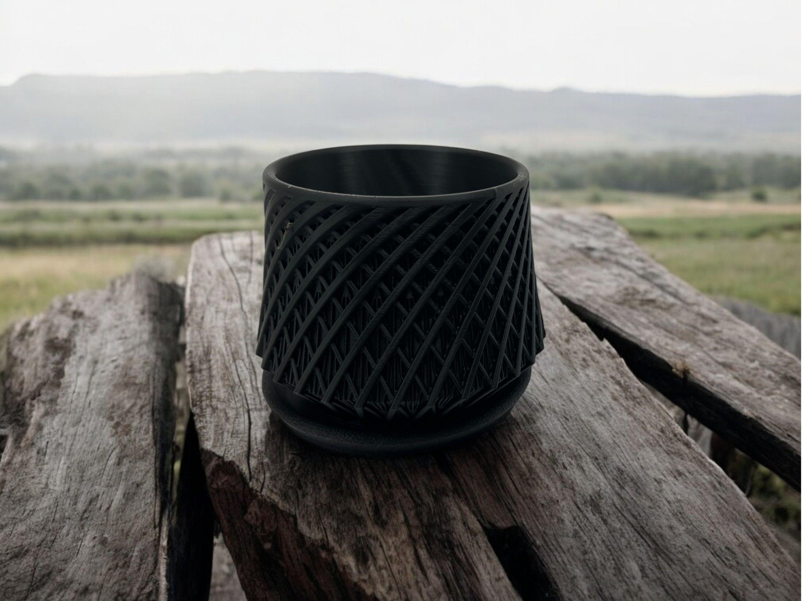 Modern Geometric Planter with Removable Drip Tray| 5" x 4"| 3D Printed from Eco-Friendly PLA| Ideal for Succulents & Cacti| Multiple Colors - Olive Green