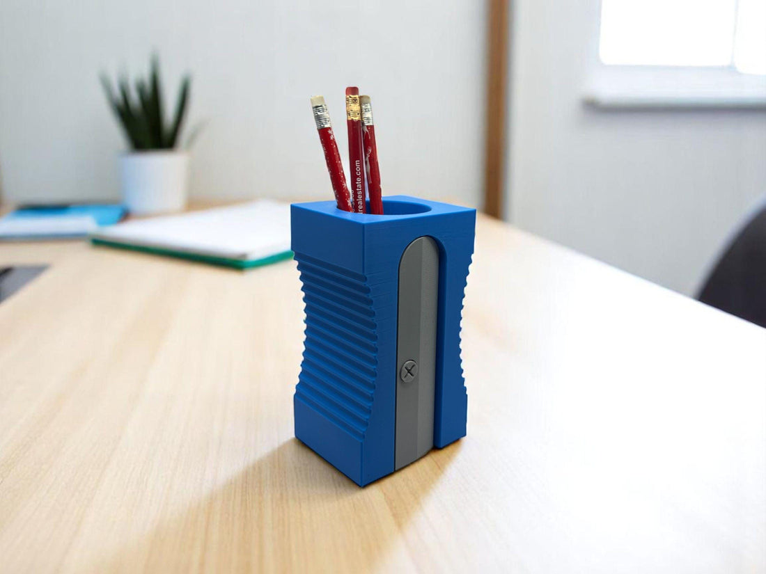 Pencil Sharpener Pencil Holder| Desk Organizer for Teachers and Students| Fun Gift for Classroom or Office| Back to School| School Supply - Blue