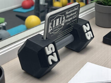 Dumbbell Business Card Holder| 25 lb Gym Desk Decor| 3D Printed Gift for Trainers, Coaches, Fitness Studios, and Sports Businesses| Weights - Default Title