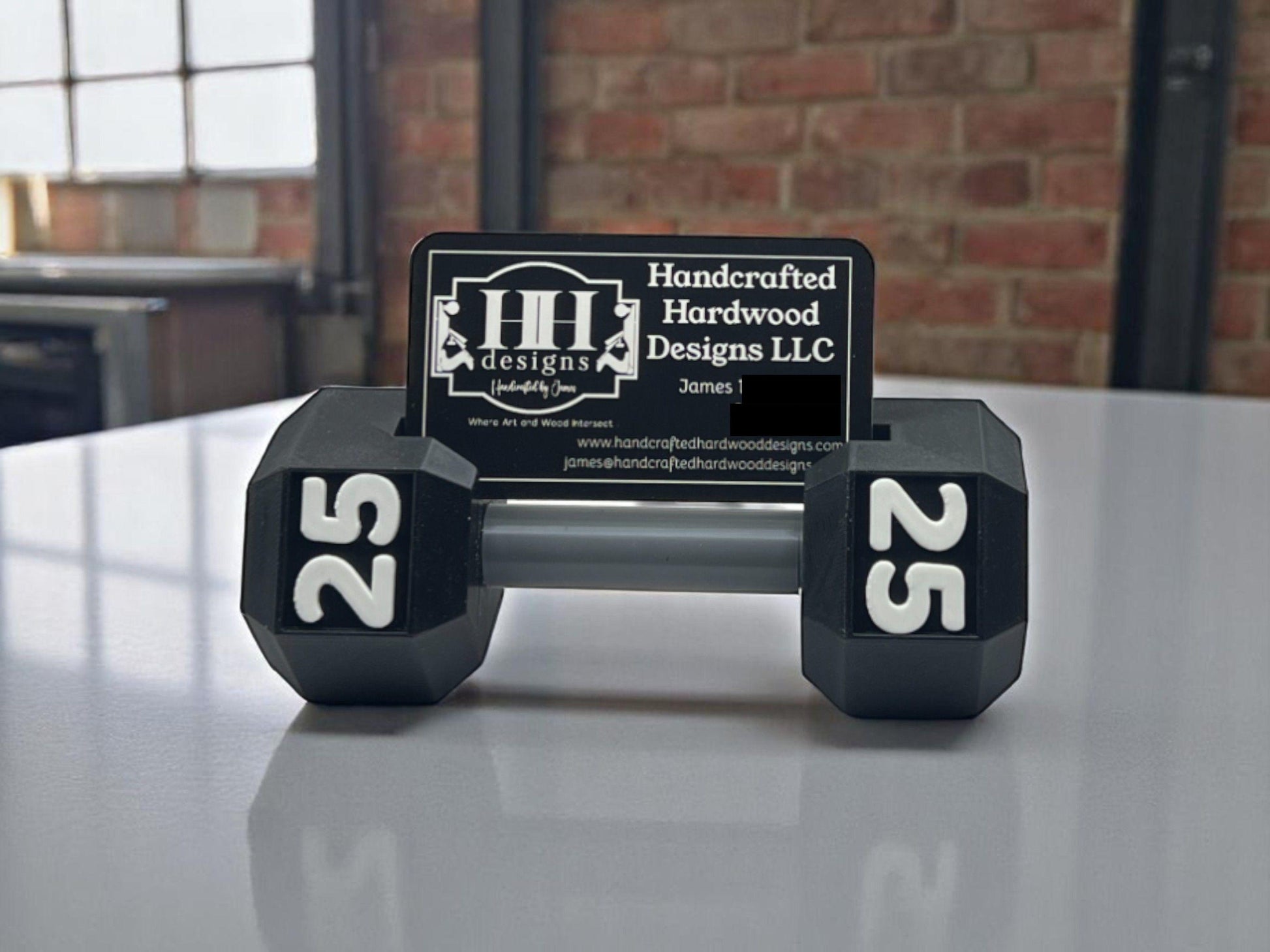 Dumbbell Business Card Holder| 25 lb Gym Desk Decor| 3D Printed Gift for Trainers, Coaches, Fitness Studios, and Sports Businesses| Weights