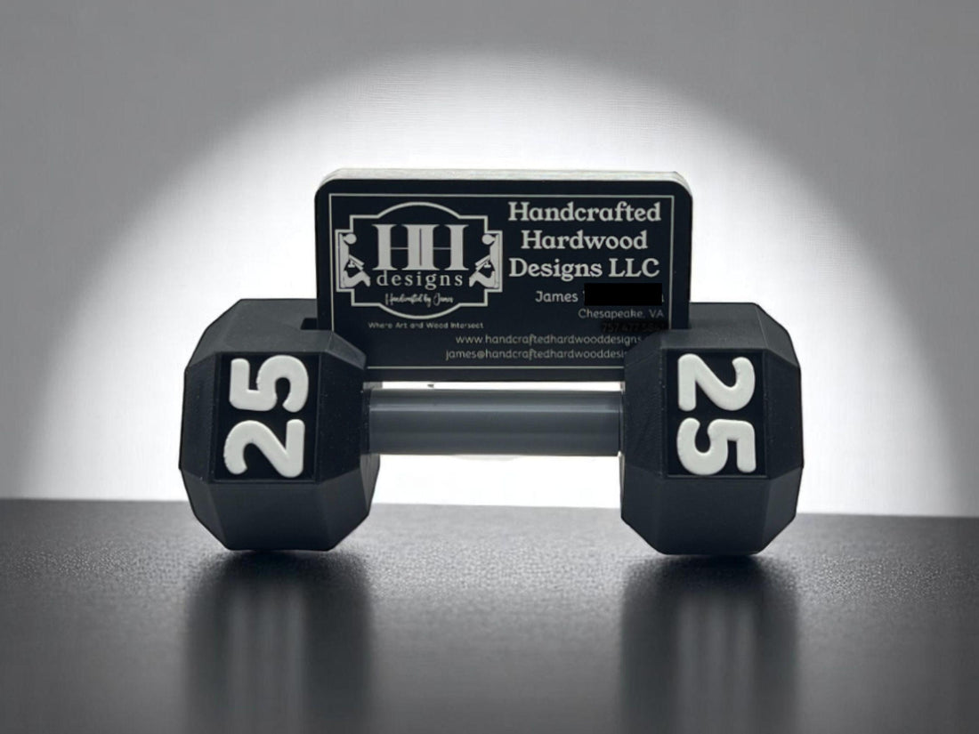 Dumbbell Business Card Holder| 25 lb Gym Desk Decor| 3D Printed Gift for Trainers, Coaches, Fitness Studios, and Sports Businesses| Weights - Default Title