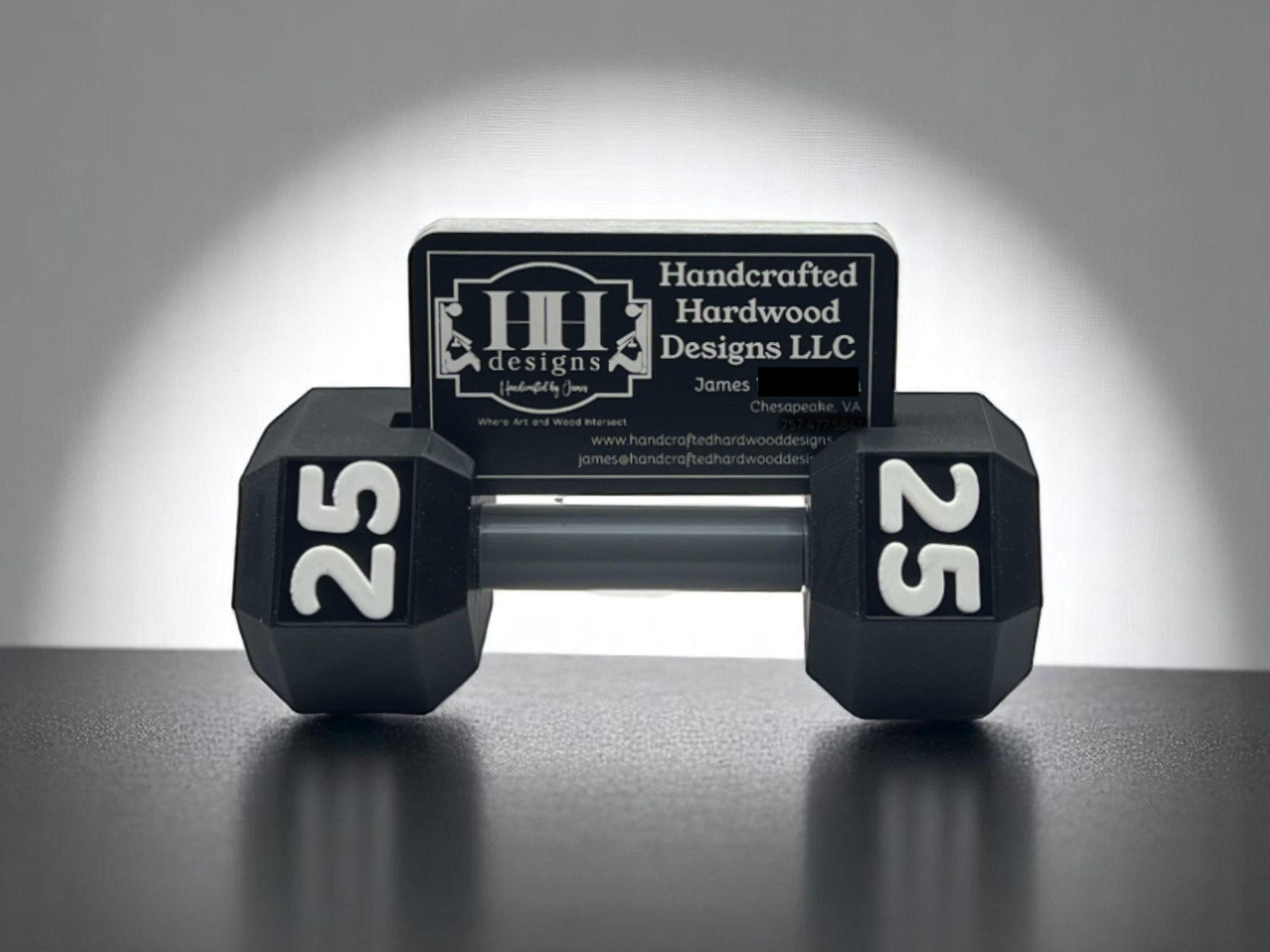 Dumbbell Business Card Holder| 25 lb Gym Desk Decor| 3D Printed Gift for Trainers, Coaches, Fitness Studios, and Sports Businesses| Weights