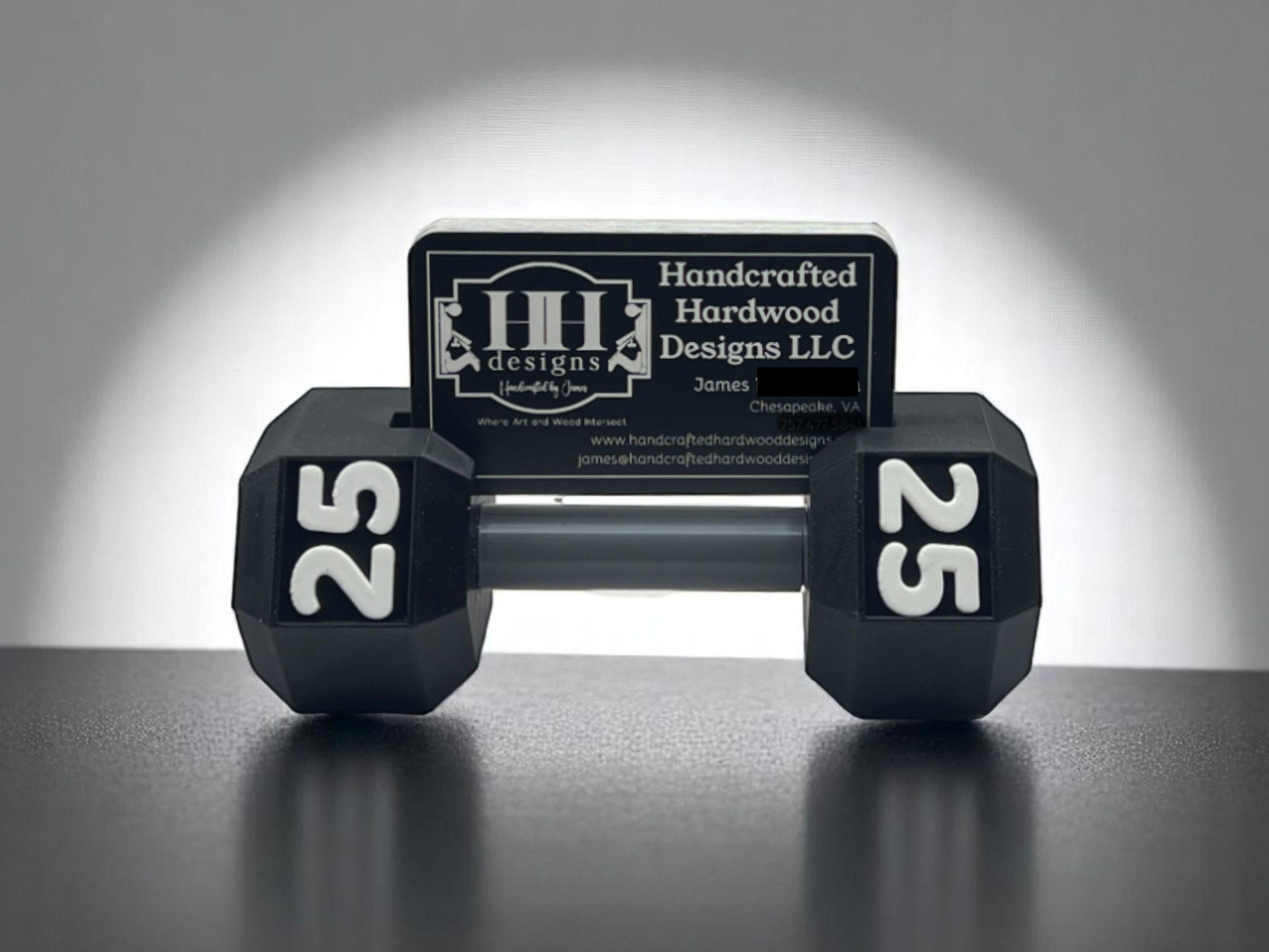 Dumbbell Business Card Holder| 25 lb Gym Desk Decor| 3D Printed Gift for Trainers, Coaches, Fitness Studios, and Sports Businesses| Weights
