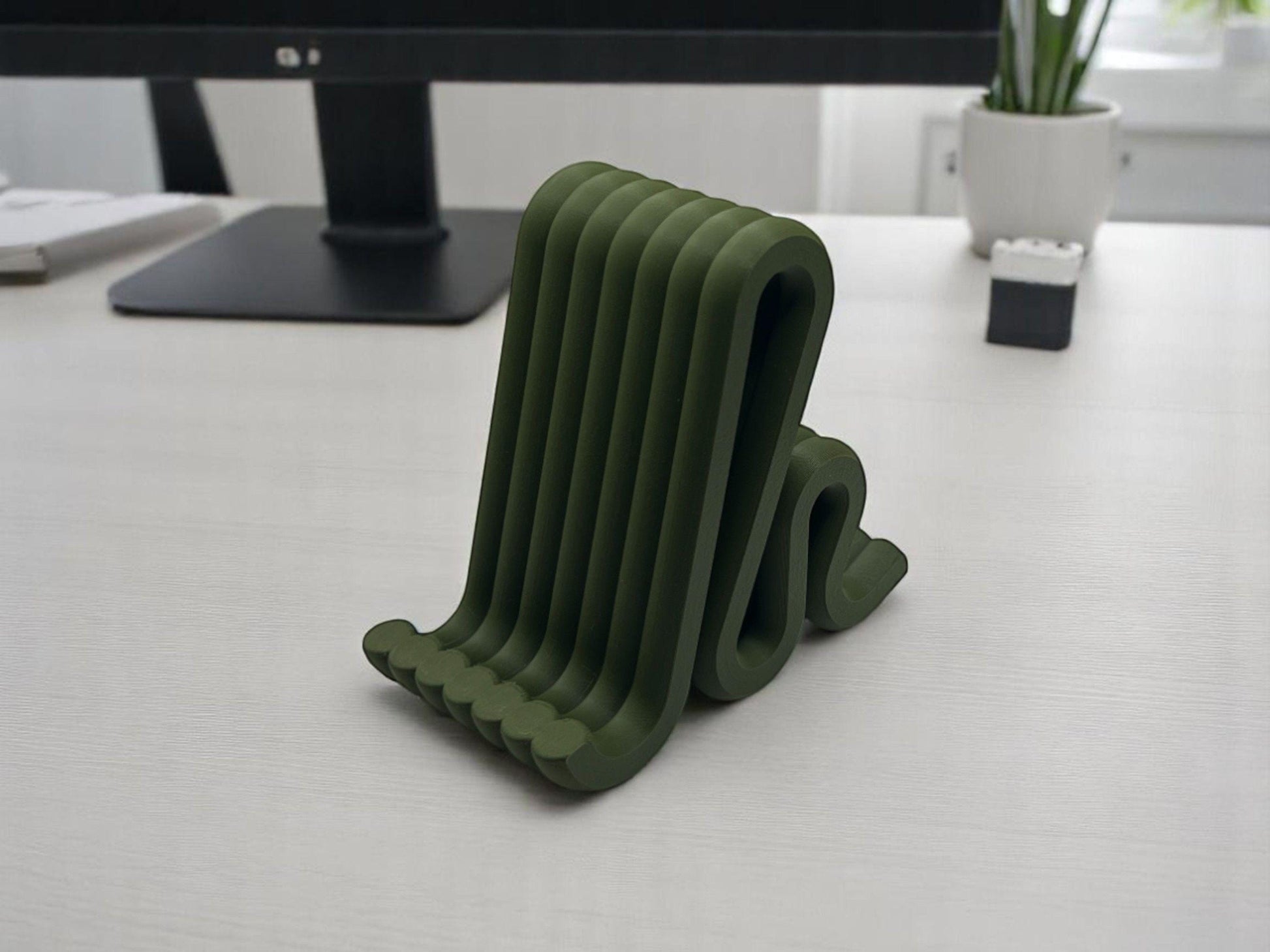 Modern Cell Phone Stand| Minimalist Cell Phone Holder| Desk, Kitchen Stand| Hands-Free Viewing| Great Gift for Coworkers, Office, or home