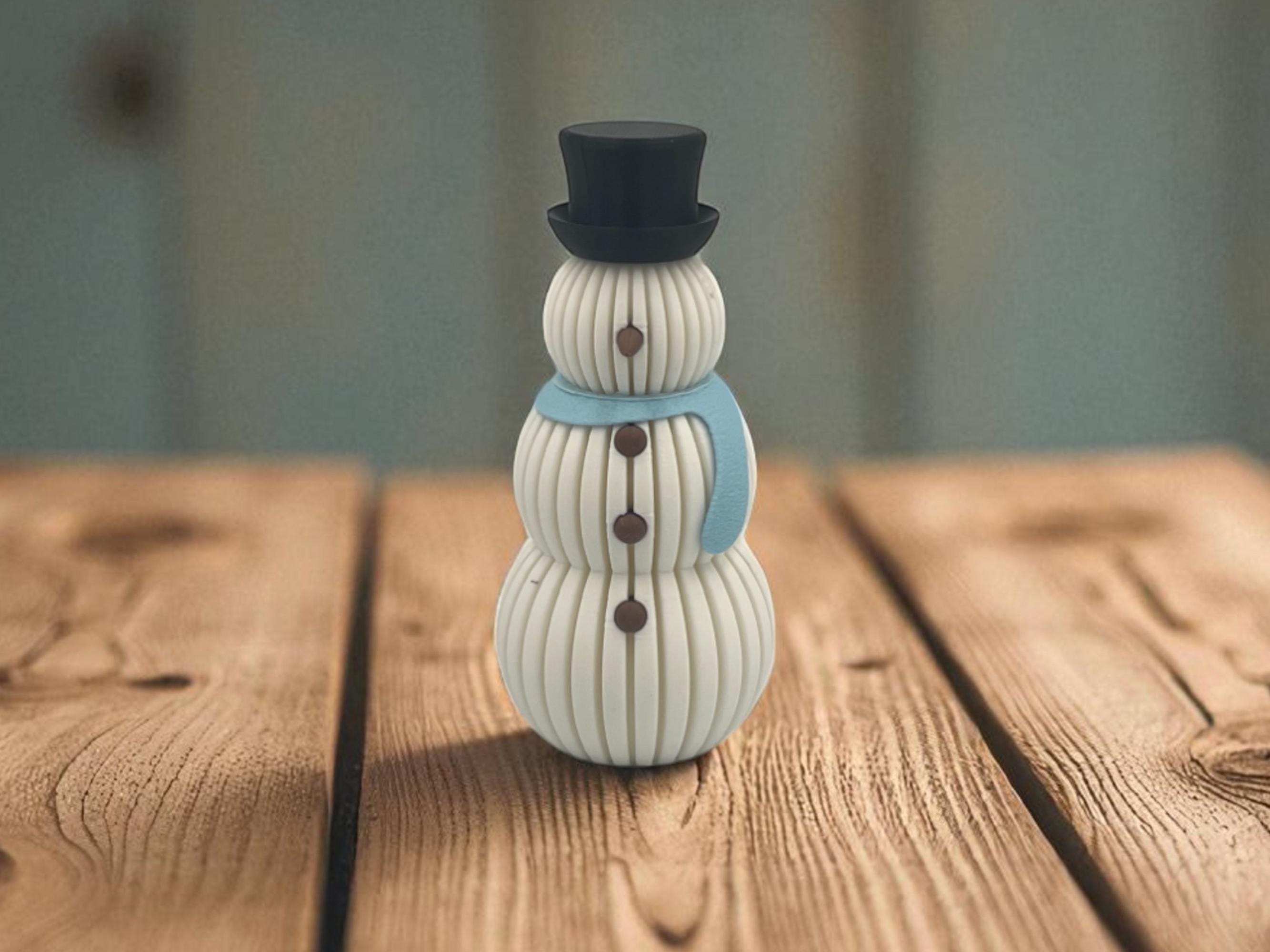 3D Printed Snowman Tea Light Holder | Holiday Winter Decoration | Christmas Mantel Decor | Gift for Home | White or Beige with Scarf